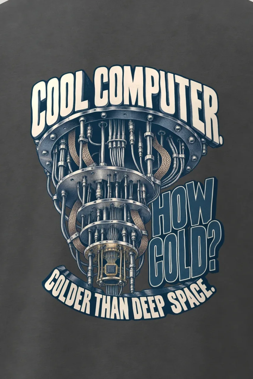 "Cool Computer How Cold" Men’s Oversized Heavyweight Crewneck T-Shirt - the graphic up close