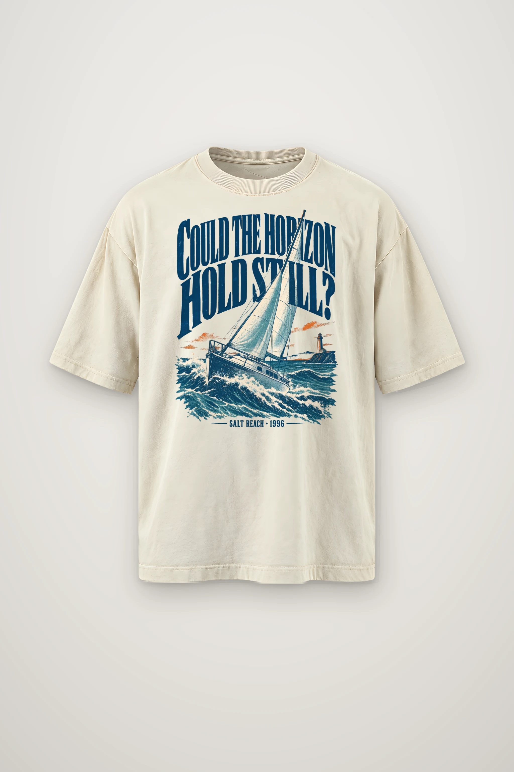 "Could the Horizon Hold Still?" Men's Oversized Heavyweight Crewneck T-Shirt