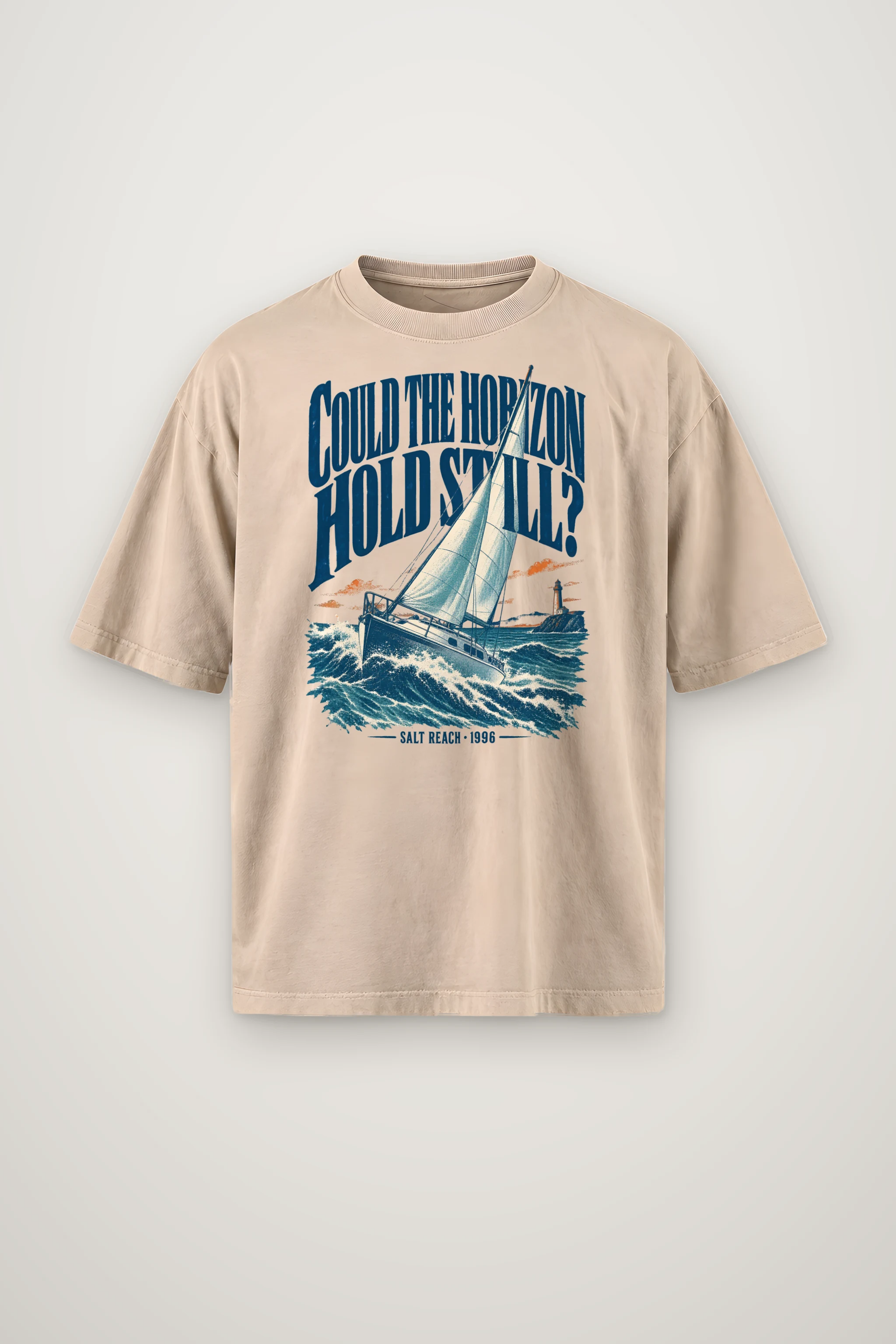 "Could the Horizon Hold Still?" Men's Oversized Heavyweight Crewneck T-Shirt