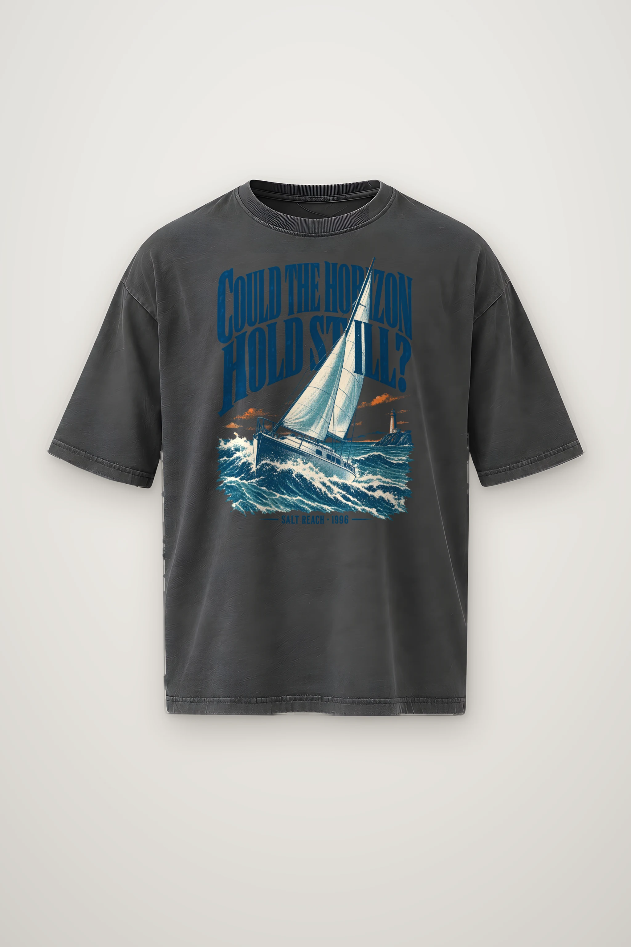 "Could the Horizon Hold Still?" Men's Oversized Heavyweight Crewneck T-Shirt