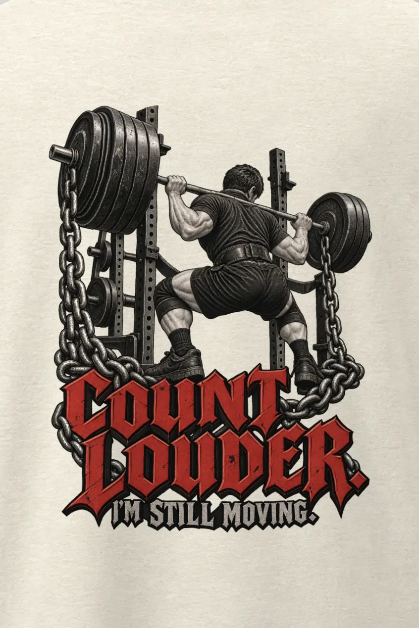 "Count Louder" Men’s Oversized Heavyweight Crewneck T-Shirt - the graphic up close