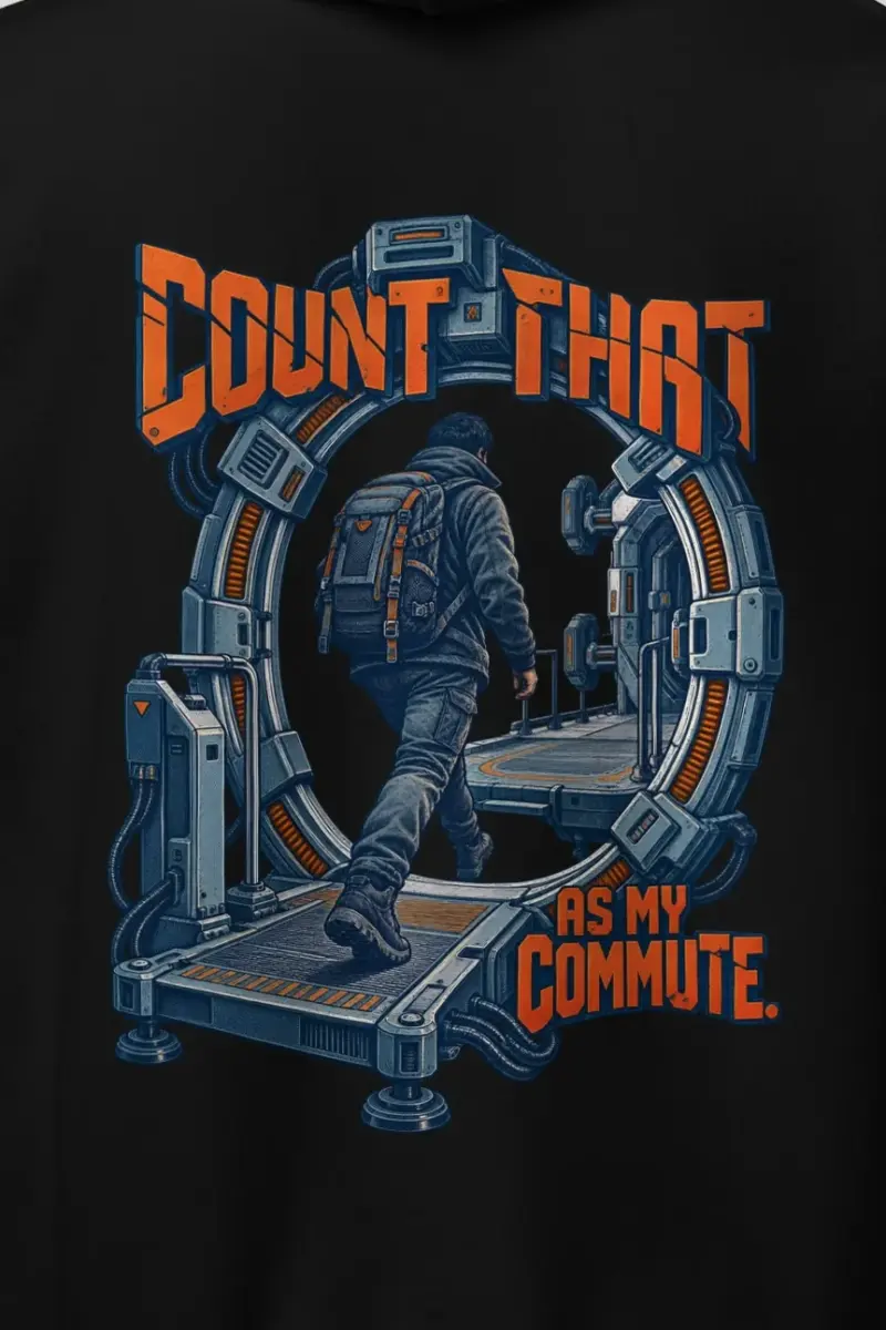 "Count That as My Commute" Heavy Blend Unisex Pullover Hoodie - the graphic up close