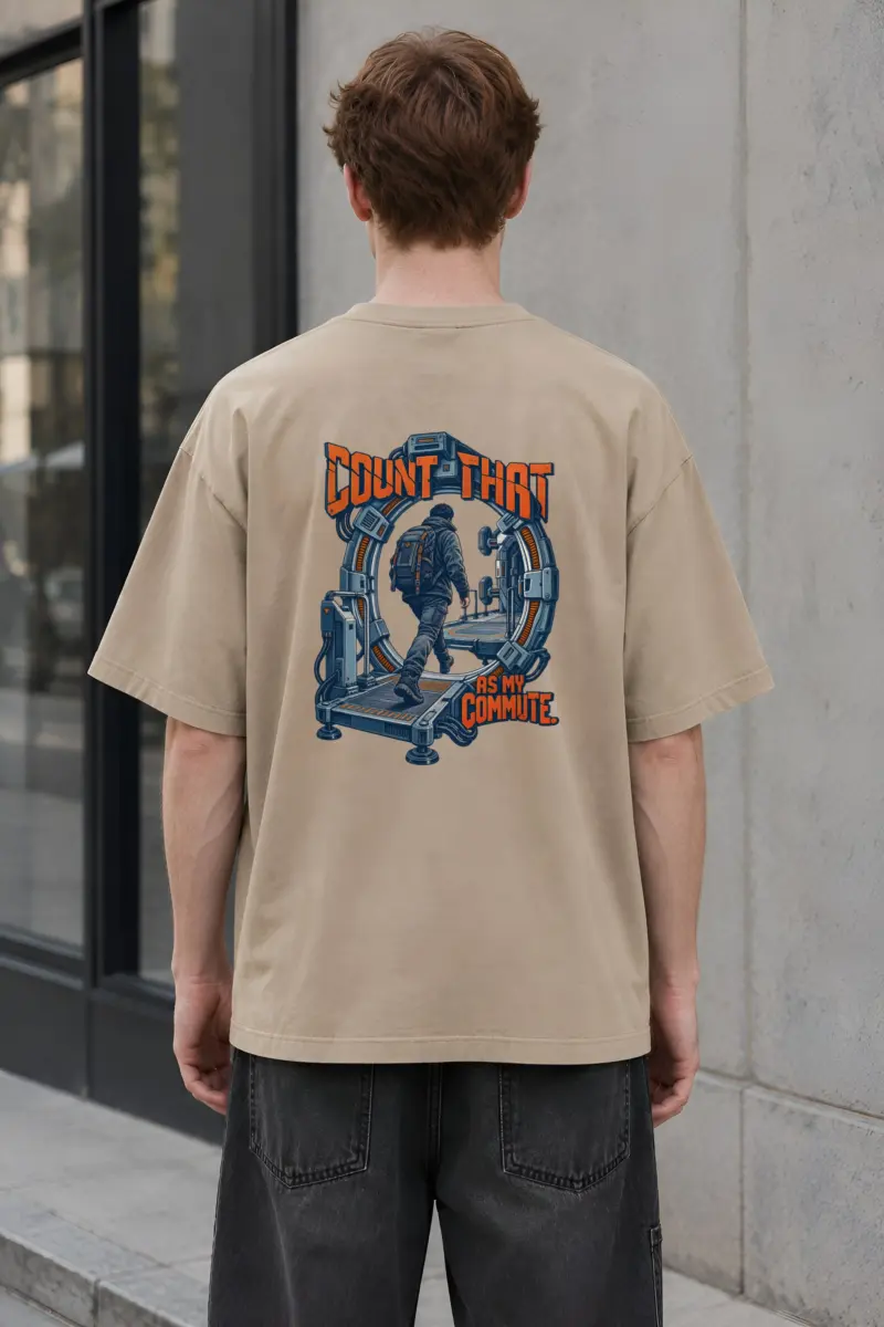 "Count That as My Commute" Unisex Oversized Heavyweight Crewneck T-Shirt