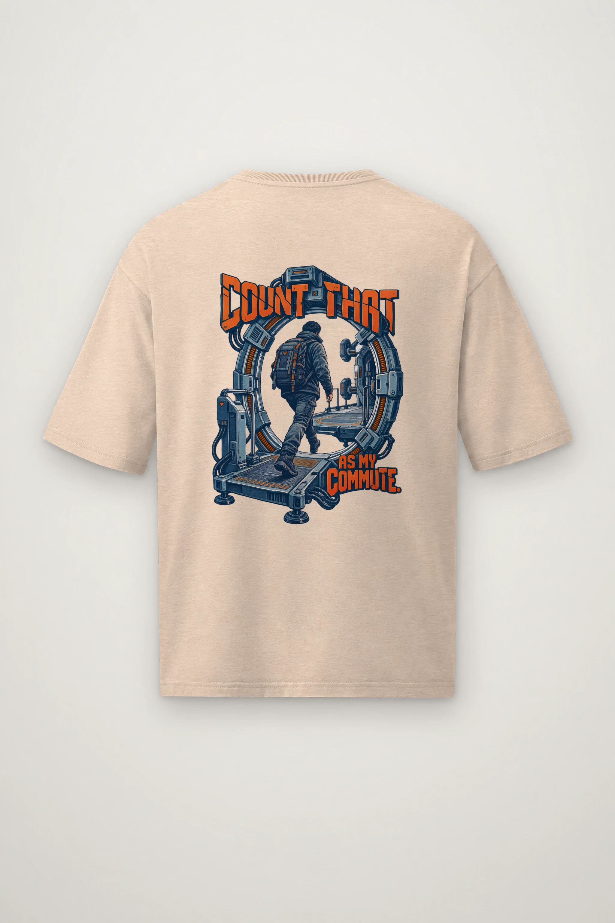 "Count That as My Commute" Men's Oversized Heavyweight Crewneck T-Shirt