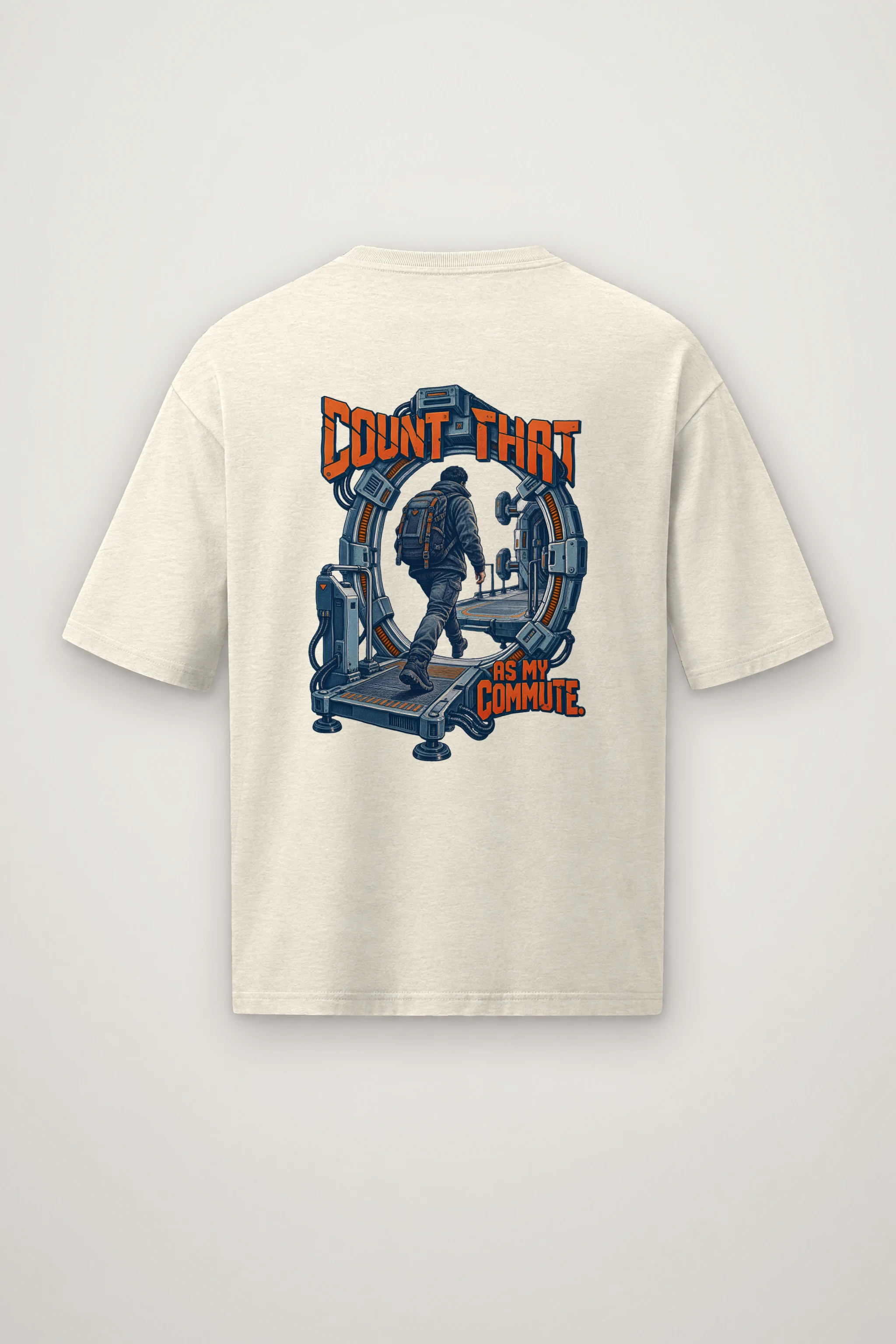 "Count That as My Commute" Men's Oversized Heavyweight Crewneck T-Shirt