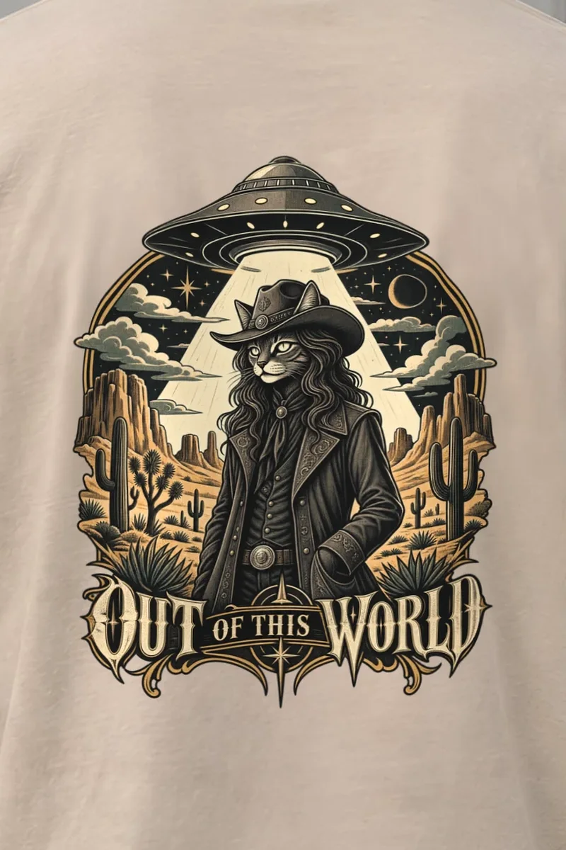 "Cowboy Cat Abduction" Heavyweight Unisex Crewneck T-shirt