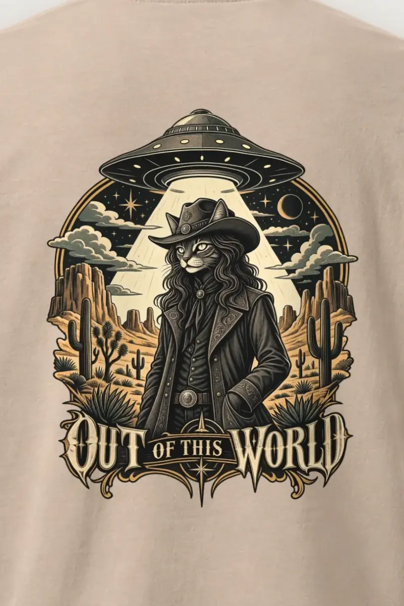 "Cowboy Cat Abduction" Heavyweight Unisex Crewneck T-shirt