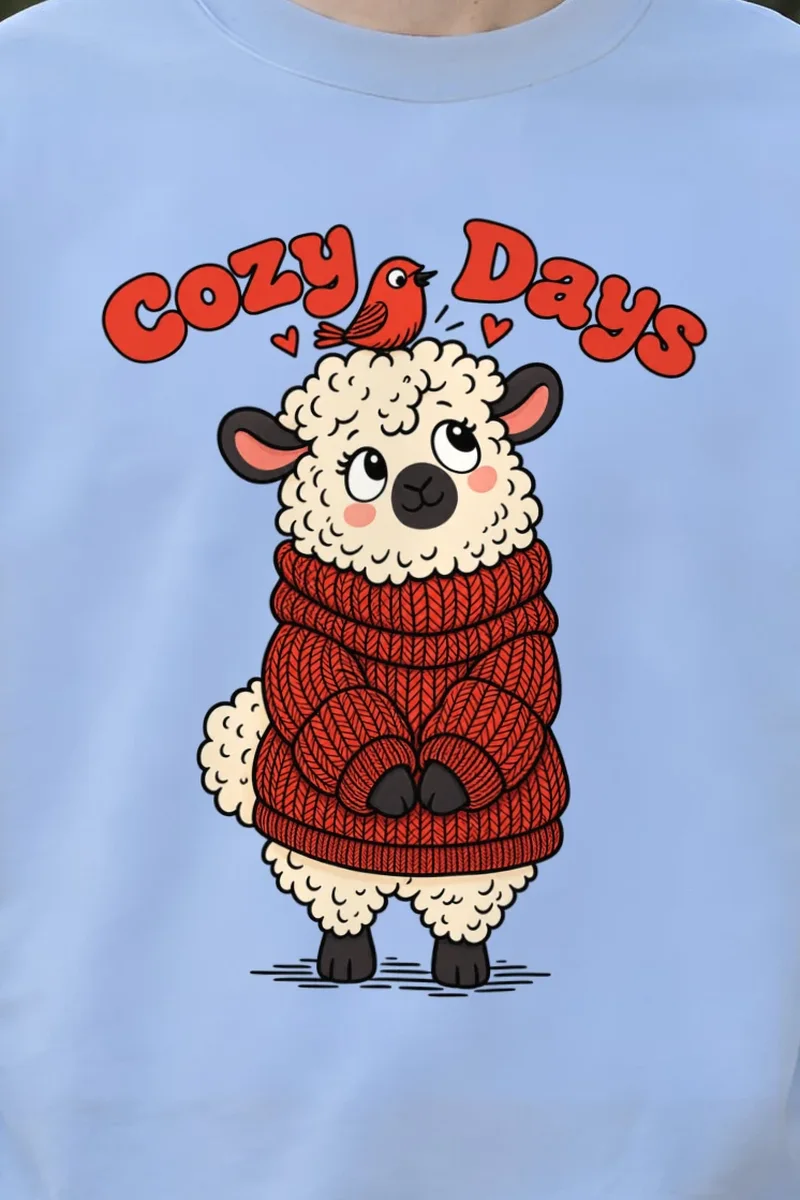 "Cozy Days Sheep" 1 Crewneck Sweatshirt - the graphic up close