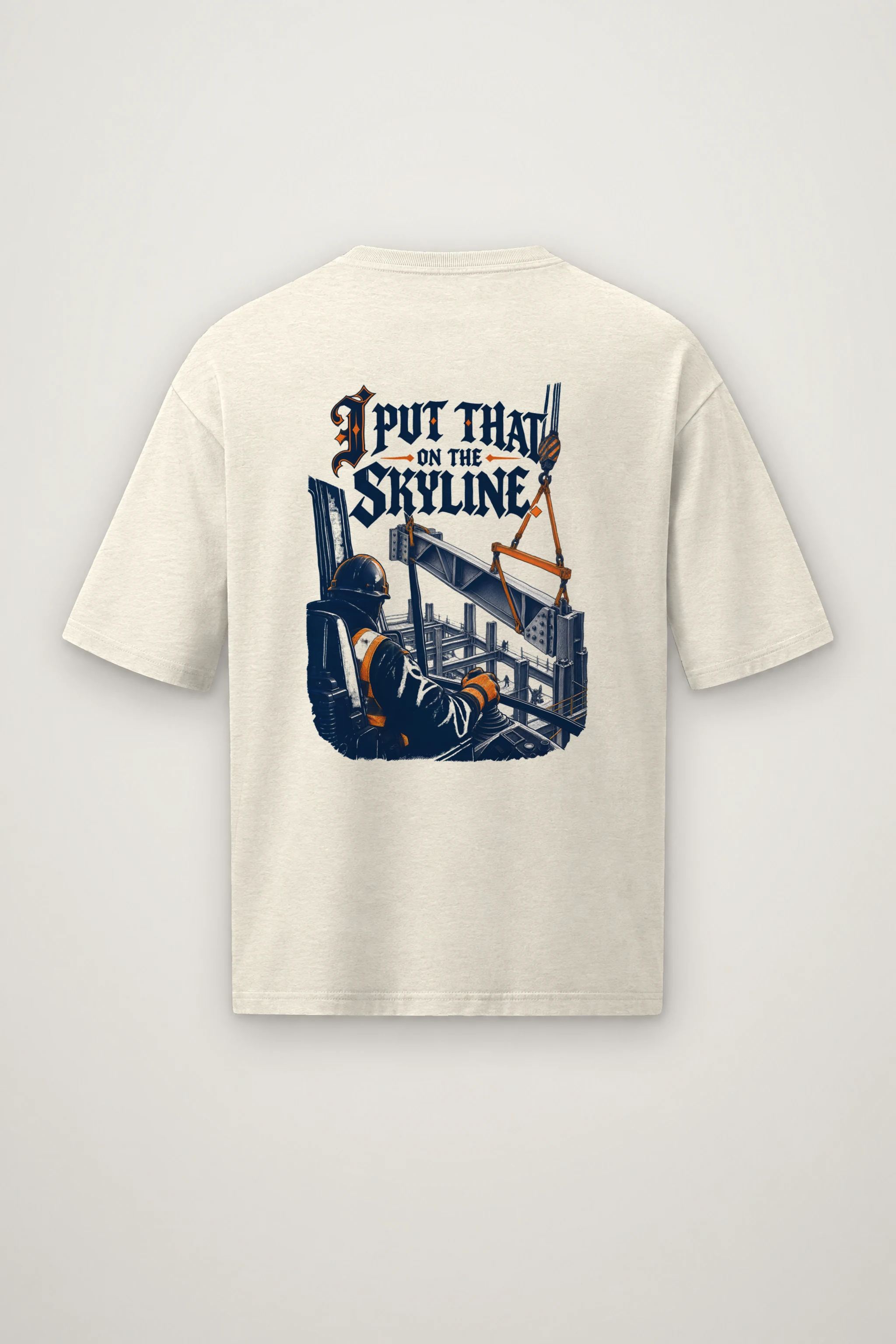 "Crane Operator Skyline" Men's Oversized Heavyweight Crewneck T-Shirt