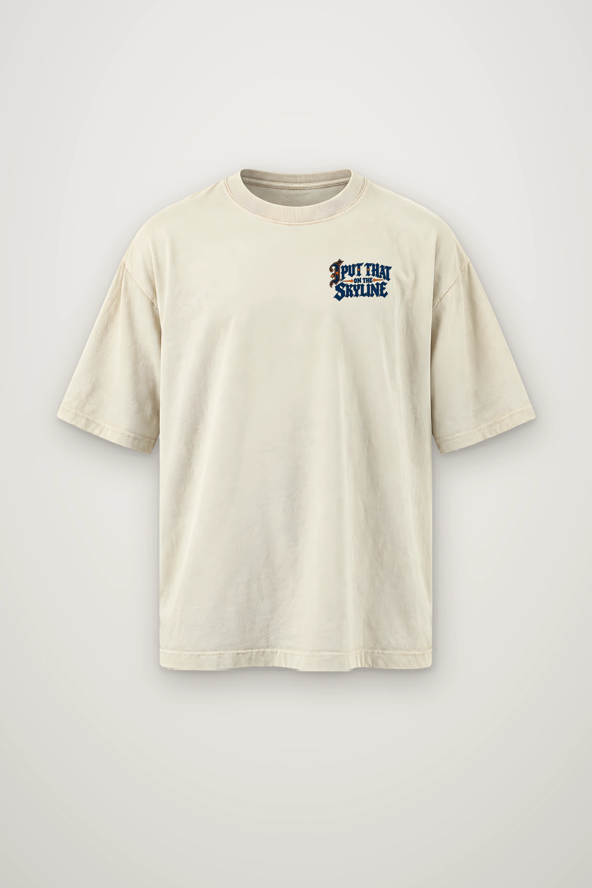 "Crane Operator Skyline" Men's Oversized Heavyweight Crewneck T-Shirt