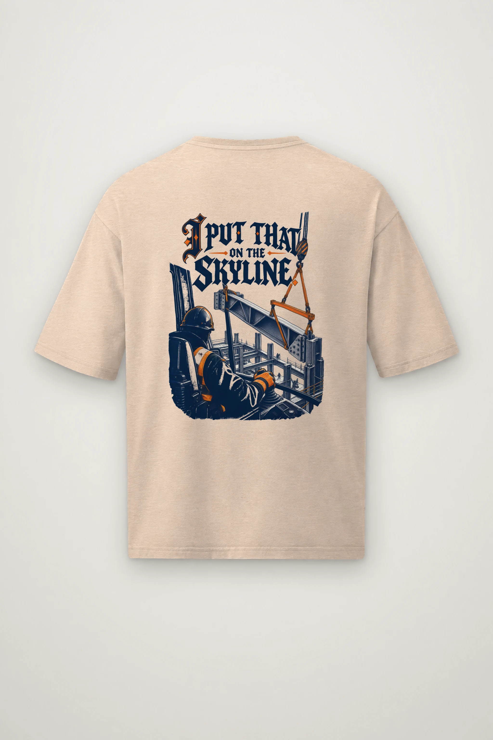"Crane Operator Skyline" Men's Oversized Heavyweight Crewneck T-Shirt