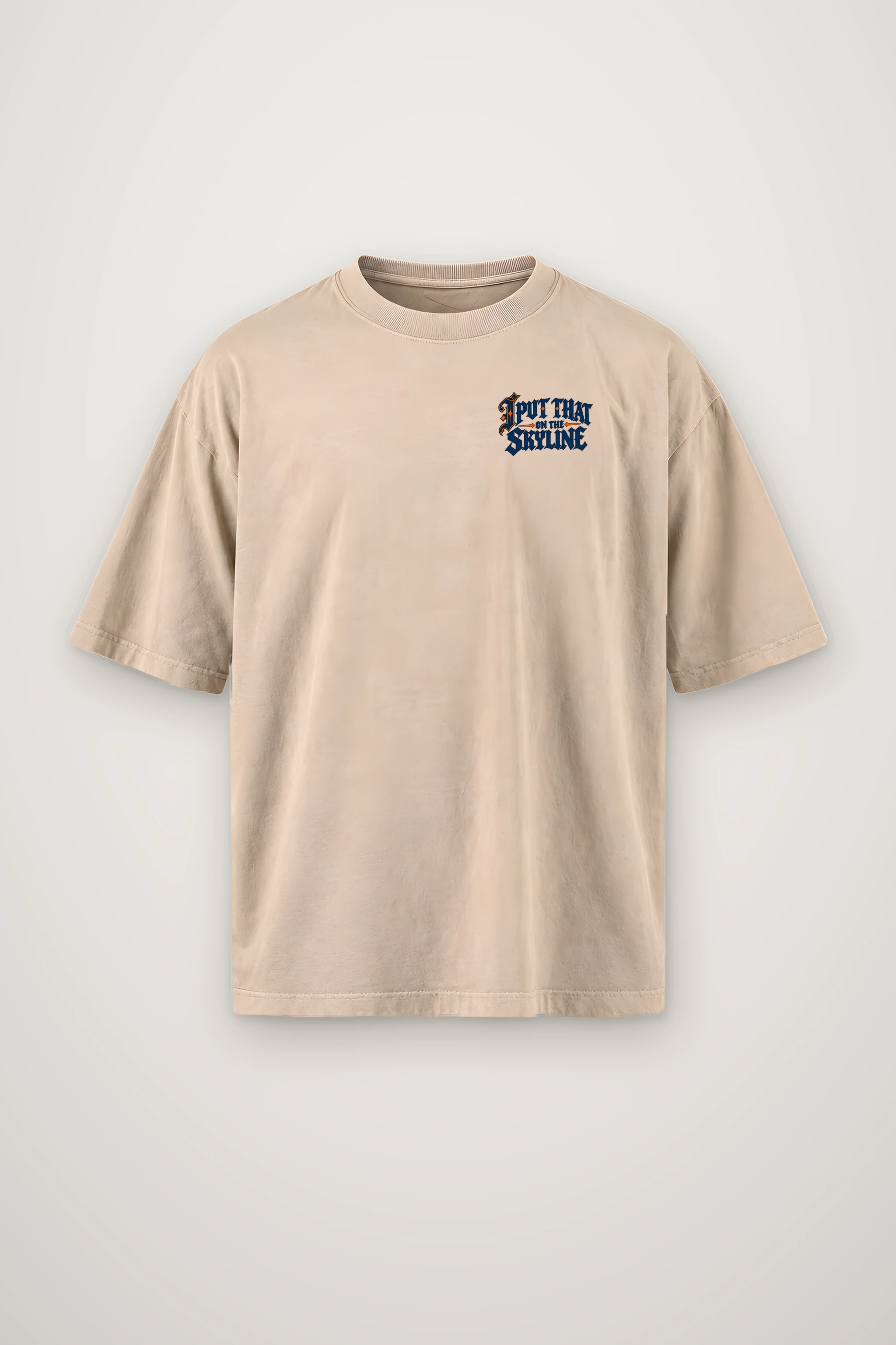 "Crane Operator Skyline" Men's Oversized Heavyweight Crewneck T-Shirt
