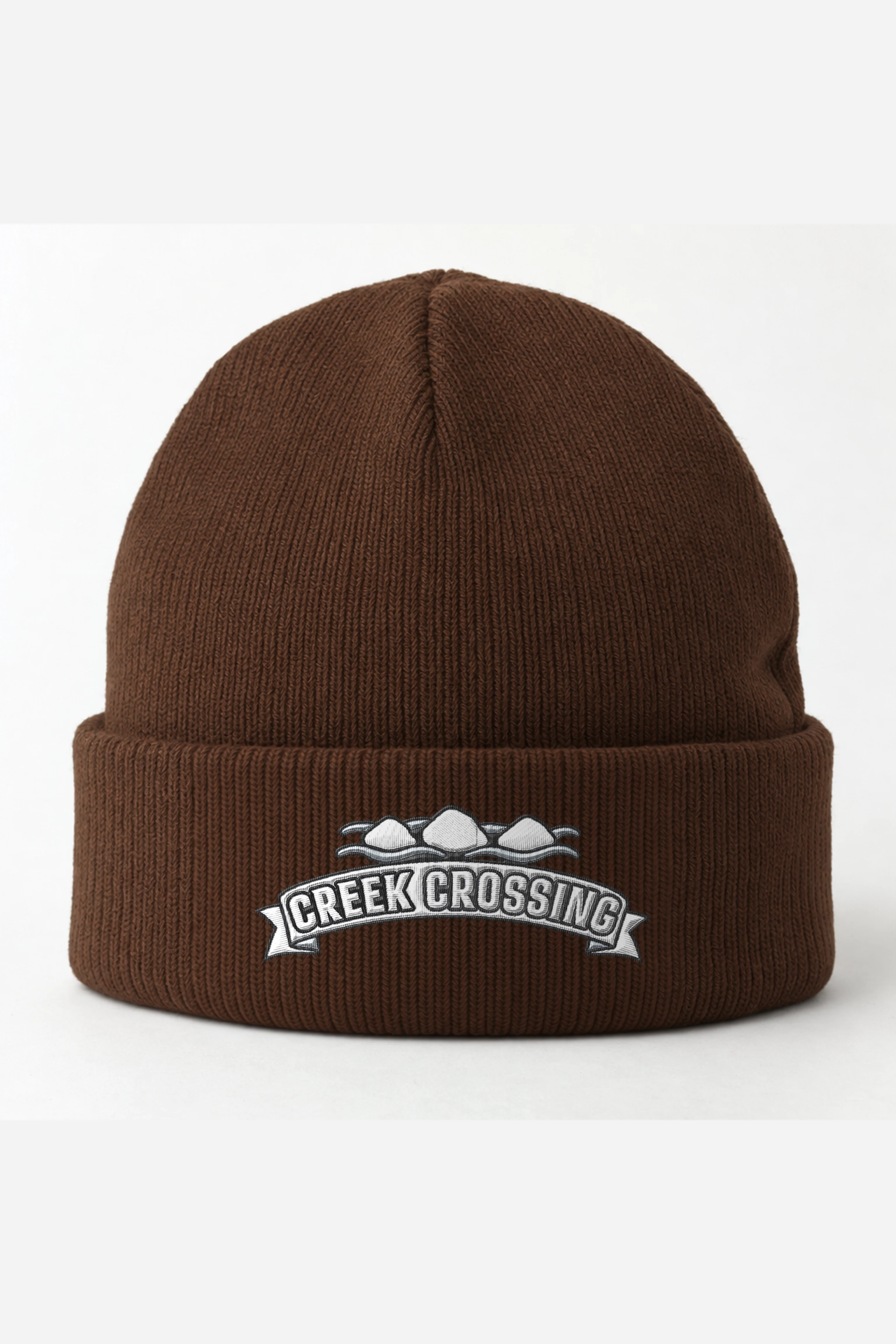 "Creek Crossing" Cuffed Beanie · Embroidered