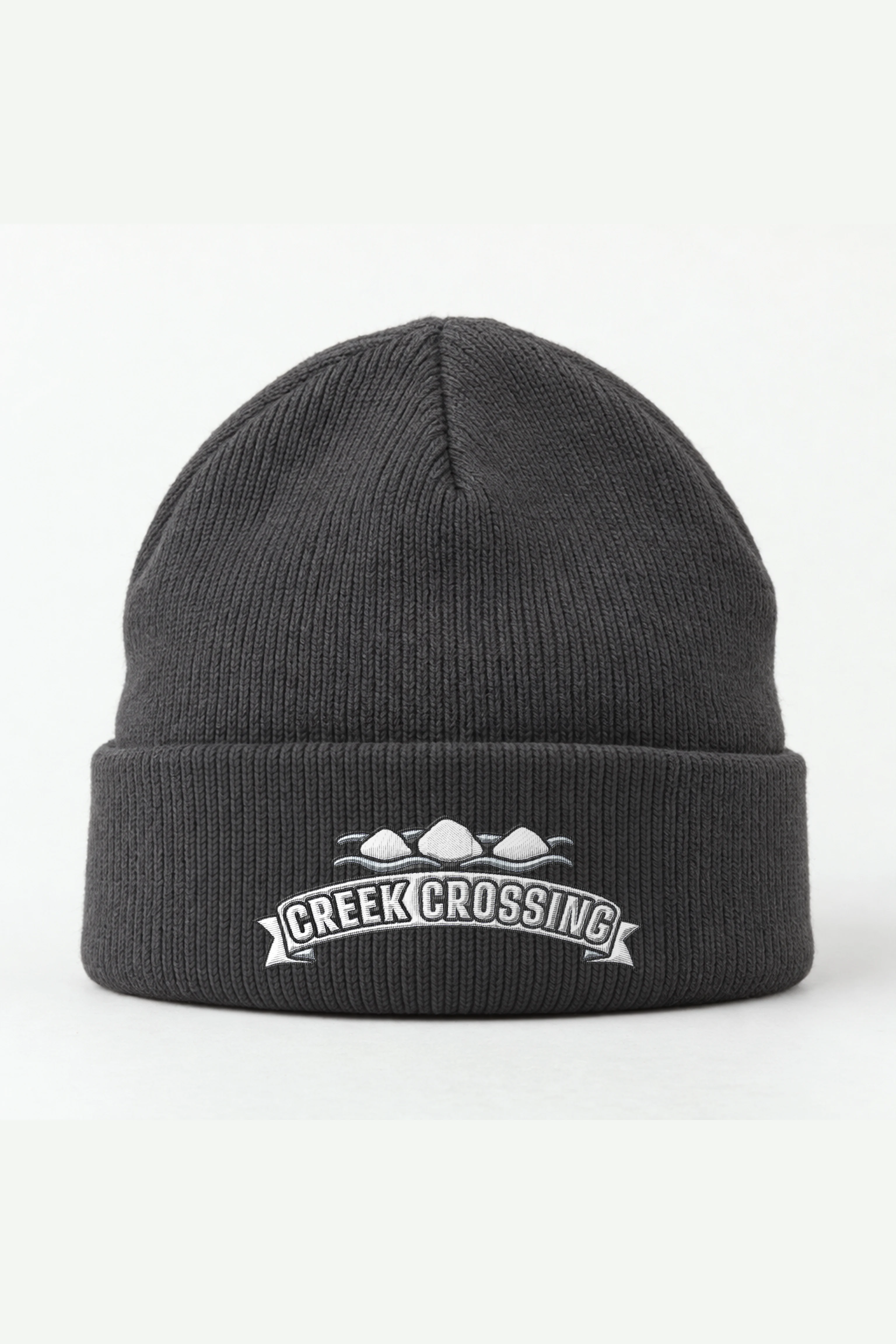 "Creek Crossing" Cuffed Beanie · Embroidered
