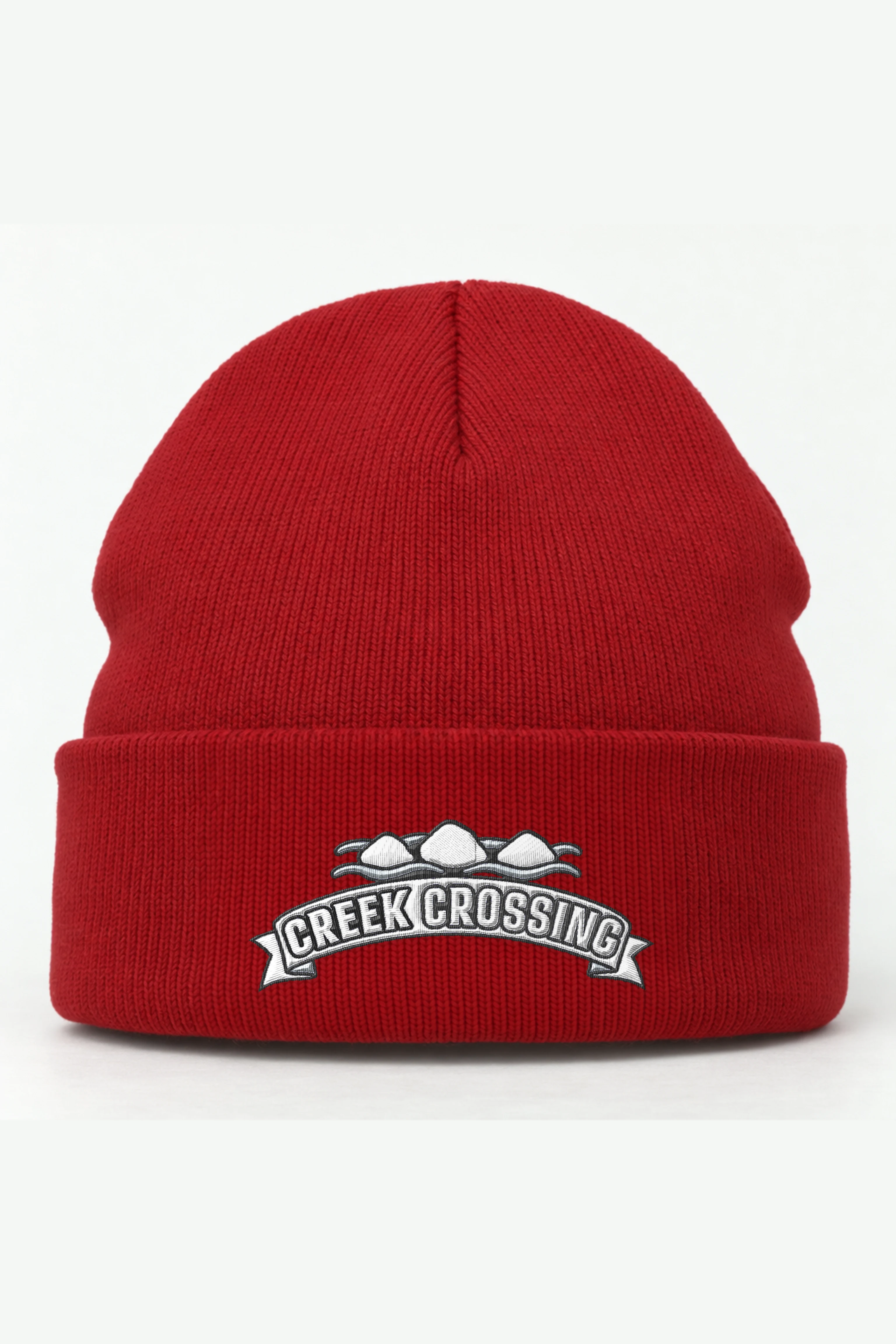 "Creek Crossing" Cuffed Beanie · Embroidered