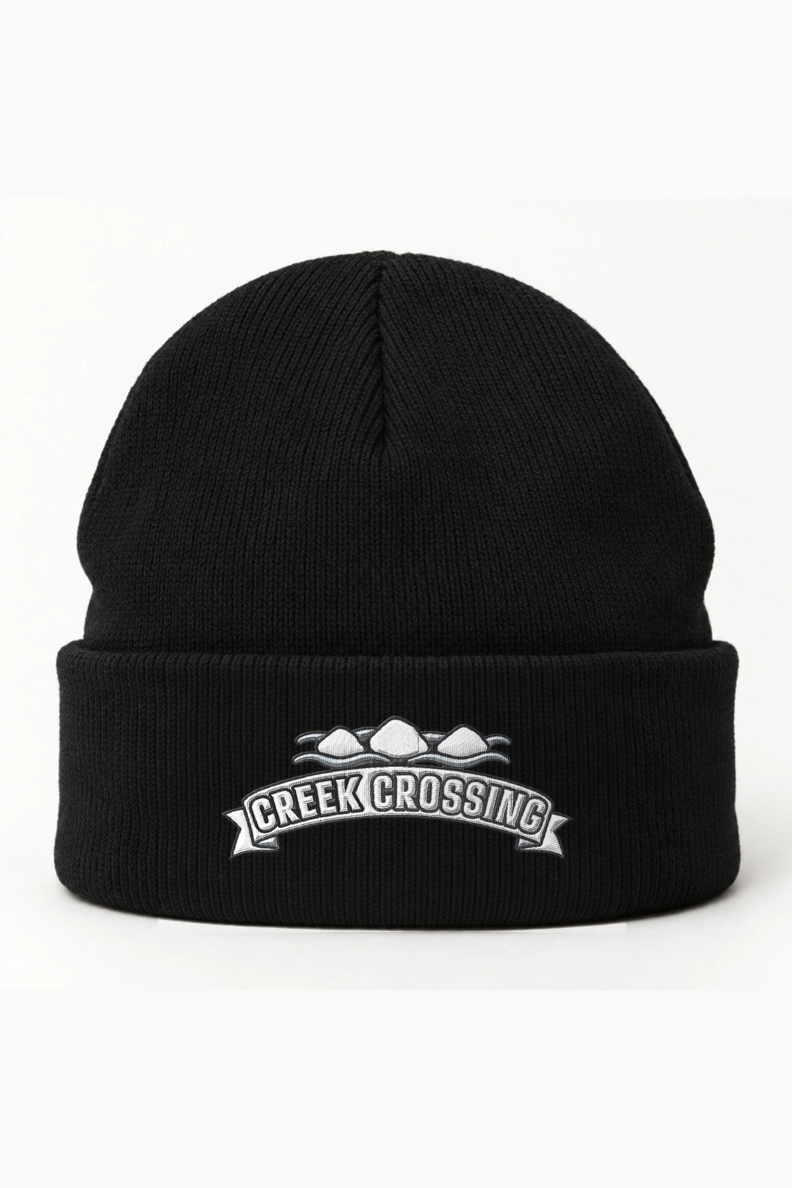 "Creek Crossing" Cuffed Beanie · Embroidered