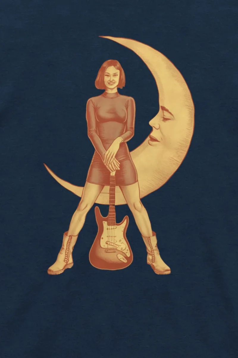 "Crescent Guitar Muse" Unisex Longsleeve T-shirt