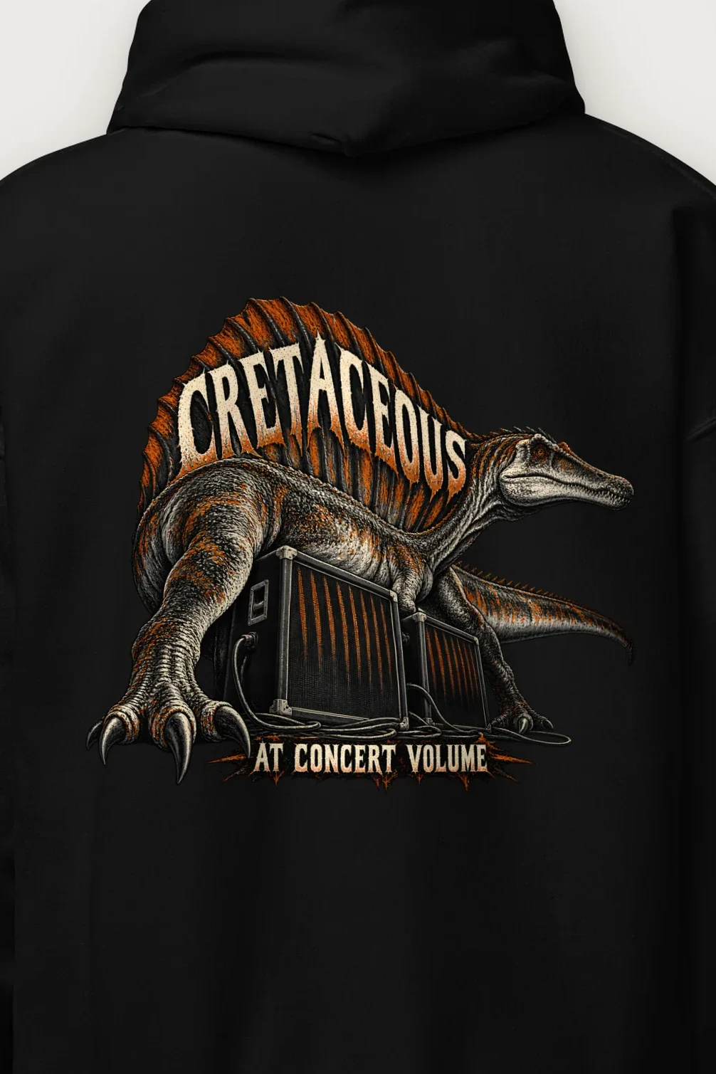 "Cretaceous at Concert Volume" Heavy Blend Unisex Pullover Hoodie - the graphic up close