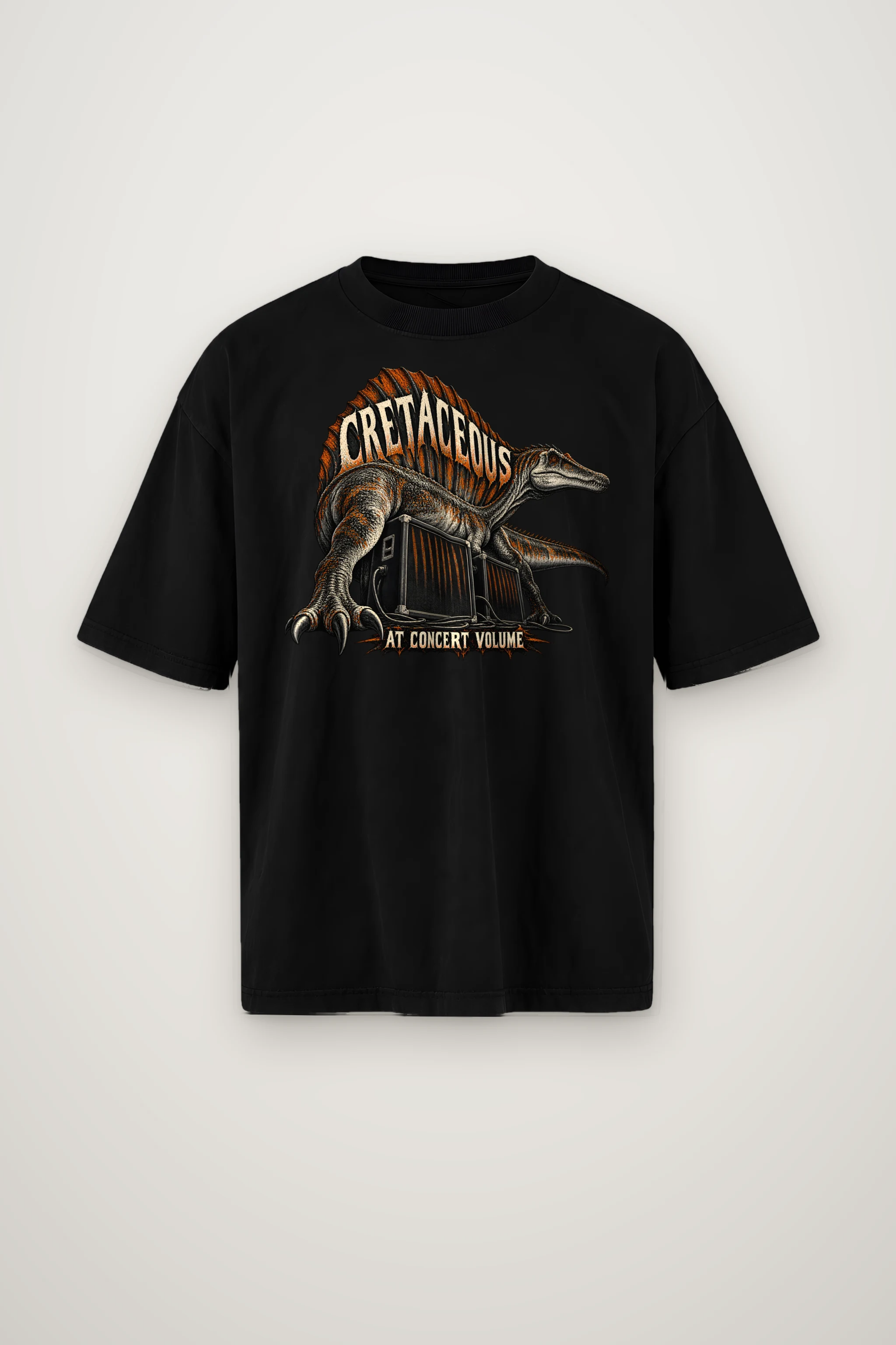 "Cretaceous at Concert Volume" Men's Oversized Heavyweight Crewneck T-Shirt
