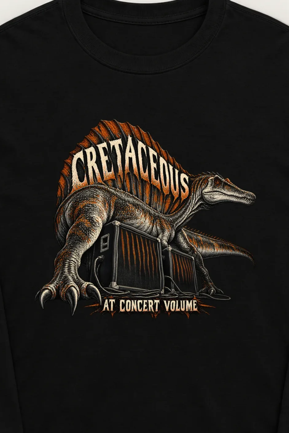 "Cretaceous at Concert Volume" Unisex Longsleeve T-shirt - the graphic up close
