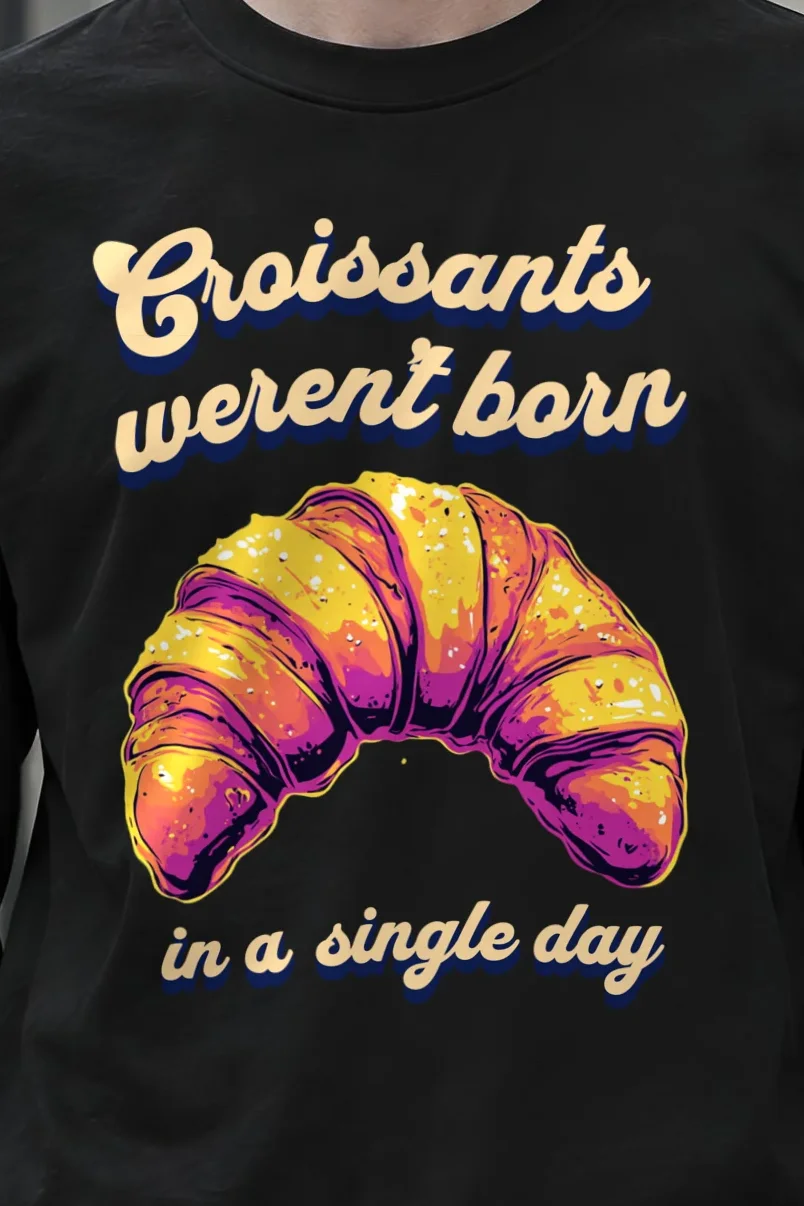 "Croissant Daydream" Unisex Longsleeve T-shirt - the graphic up close