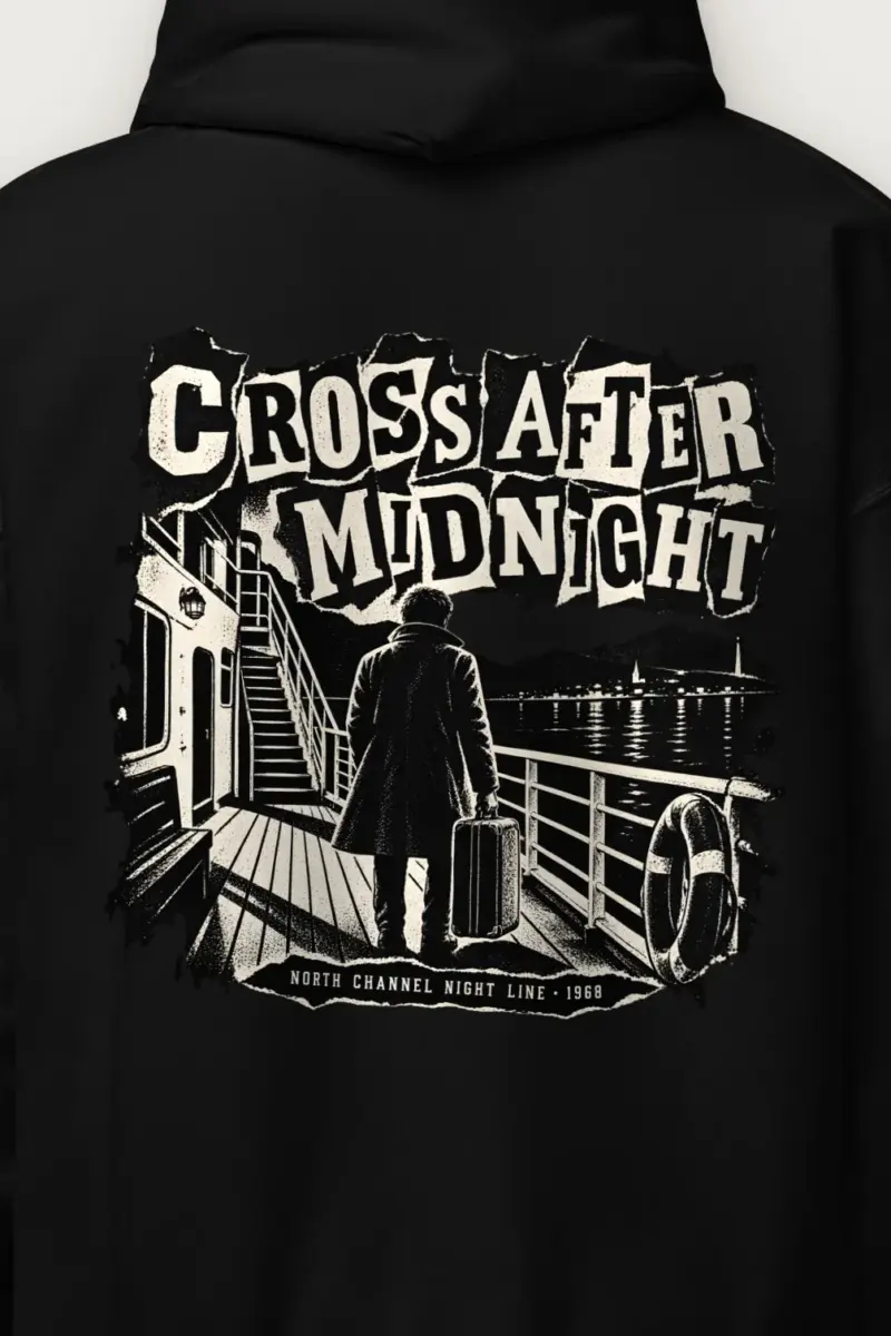 "Cross After Midnight" Heavy Blend Unisex Pullover Hoodie - the graphic up close