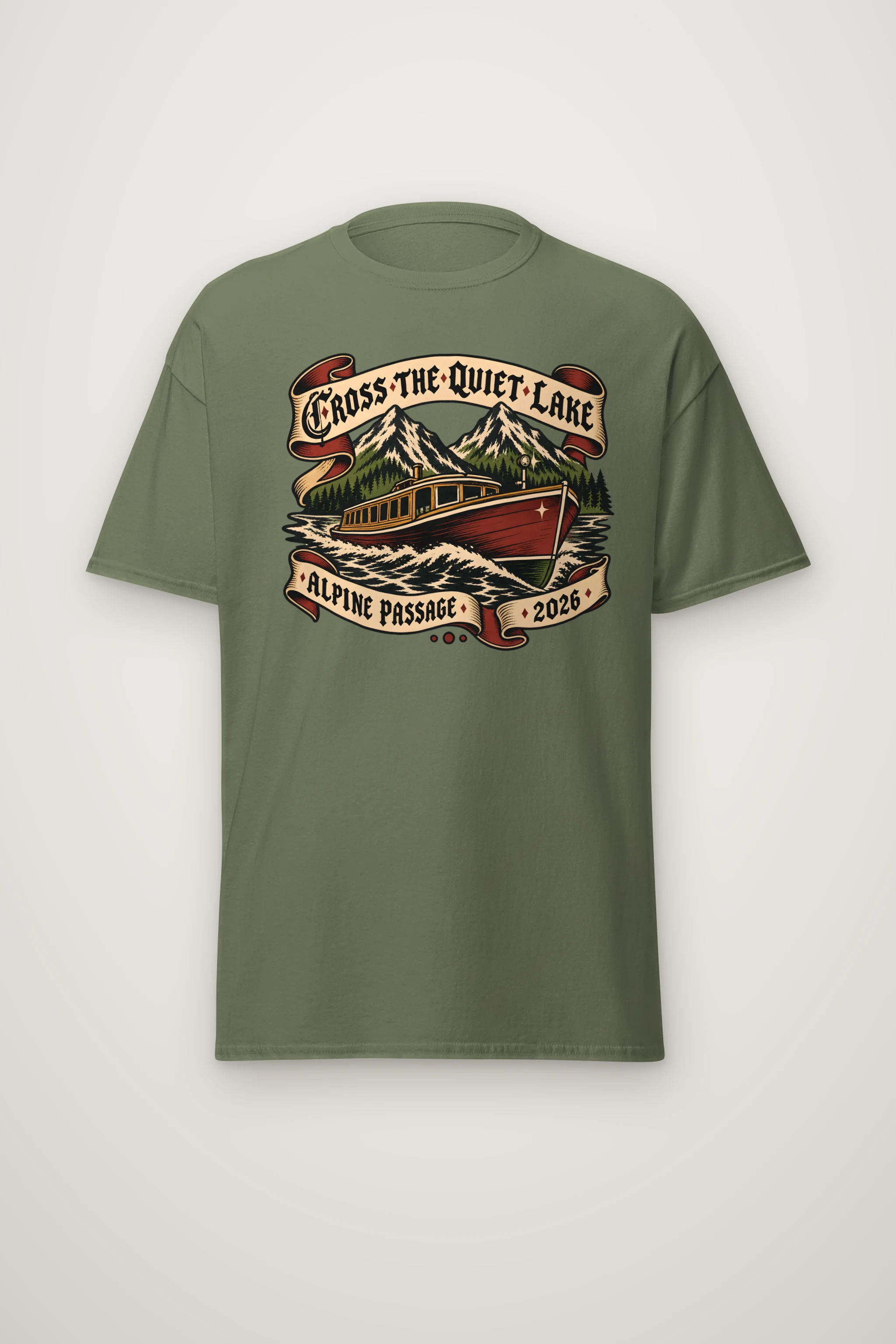 "Cross the Quiet Lake" Heavyweight Unisex Crewneck T-shirt