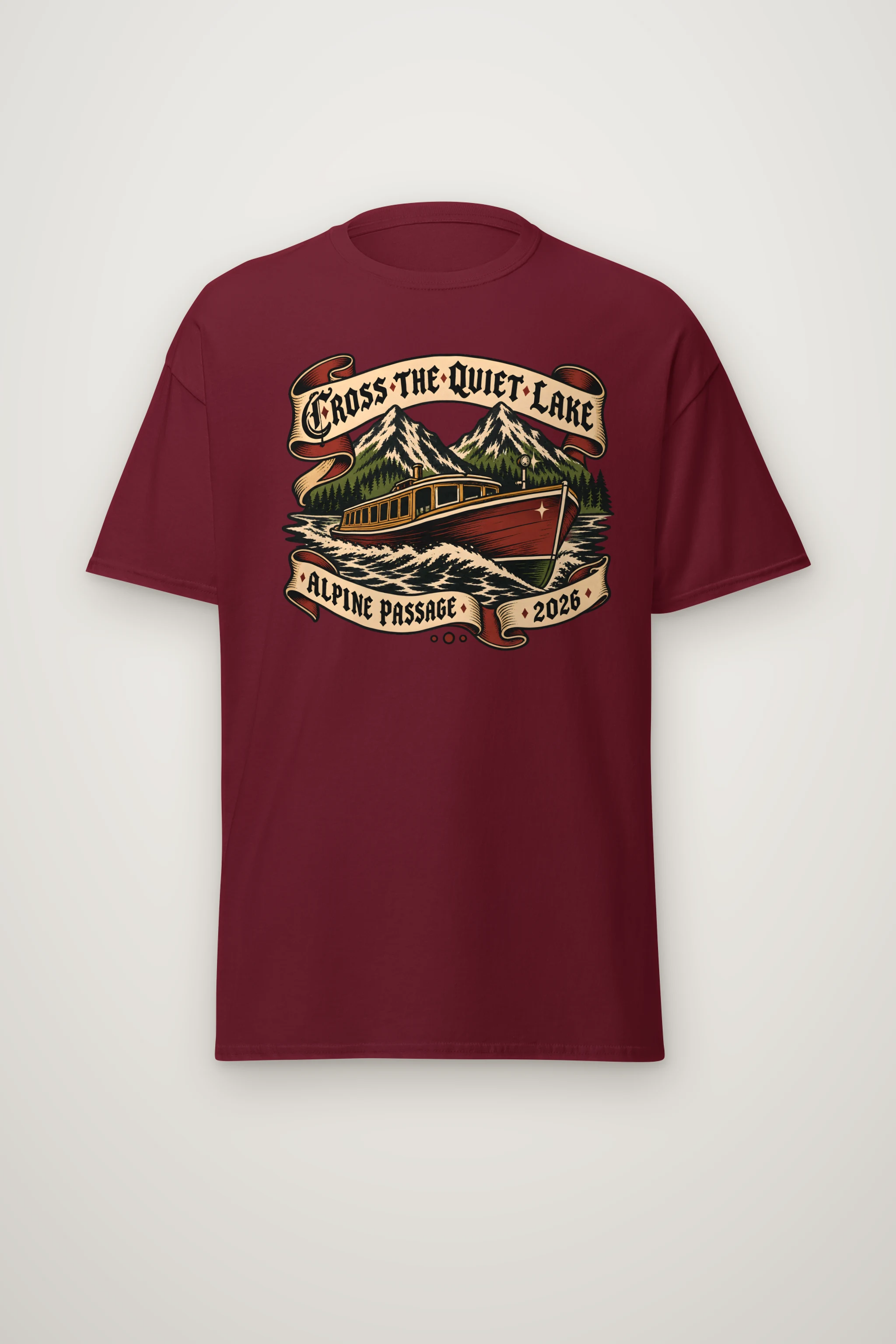 "Cross the Quiet Lake" Heavyweight Unisex Crewneck T-shirt