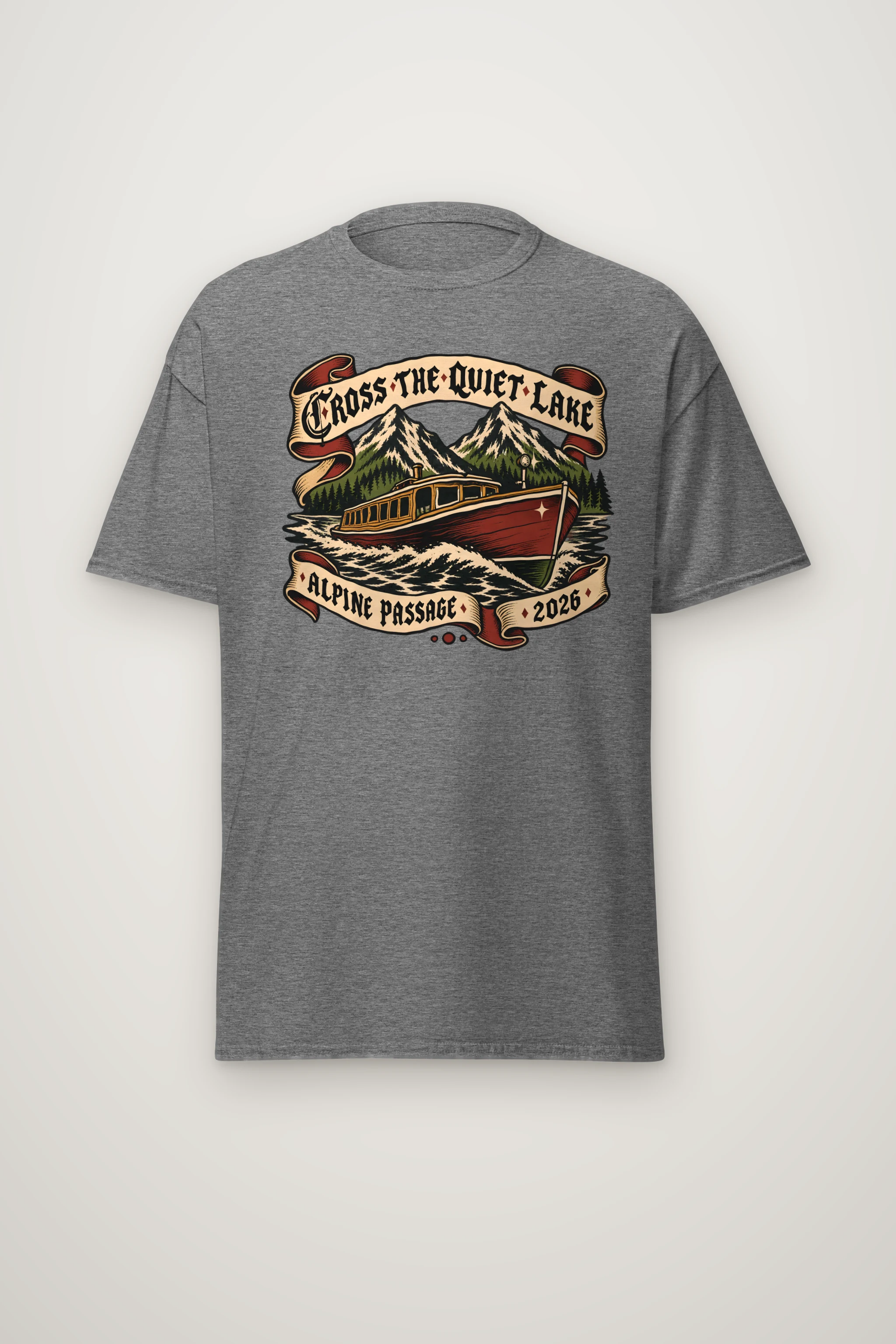 "Cross the Quiet Lake" Heavyweight Unisex Crewneck T-shirt