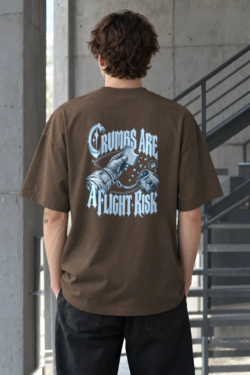 “Crumbs Are A Flight Risk” Men’s Oversized Heavyweight Crewneck T-Shirt