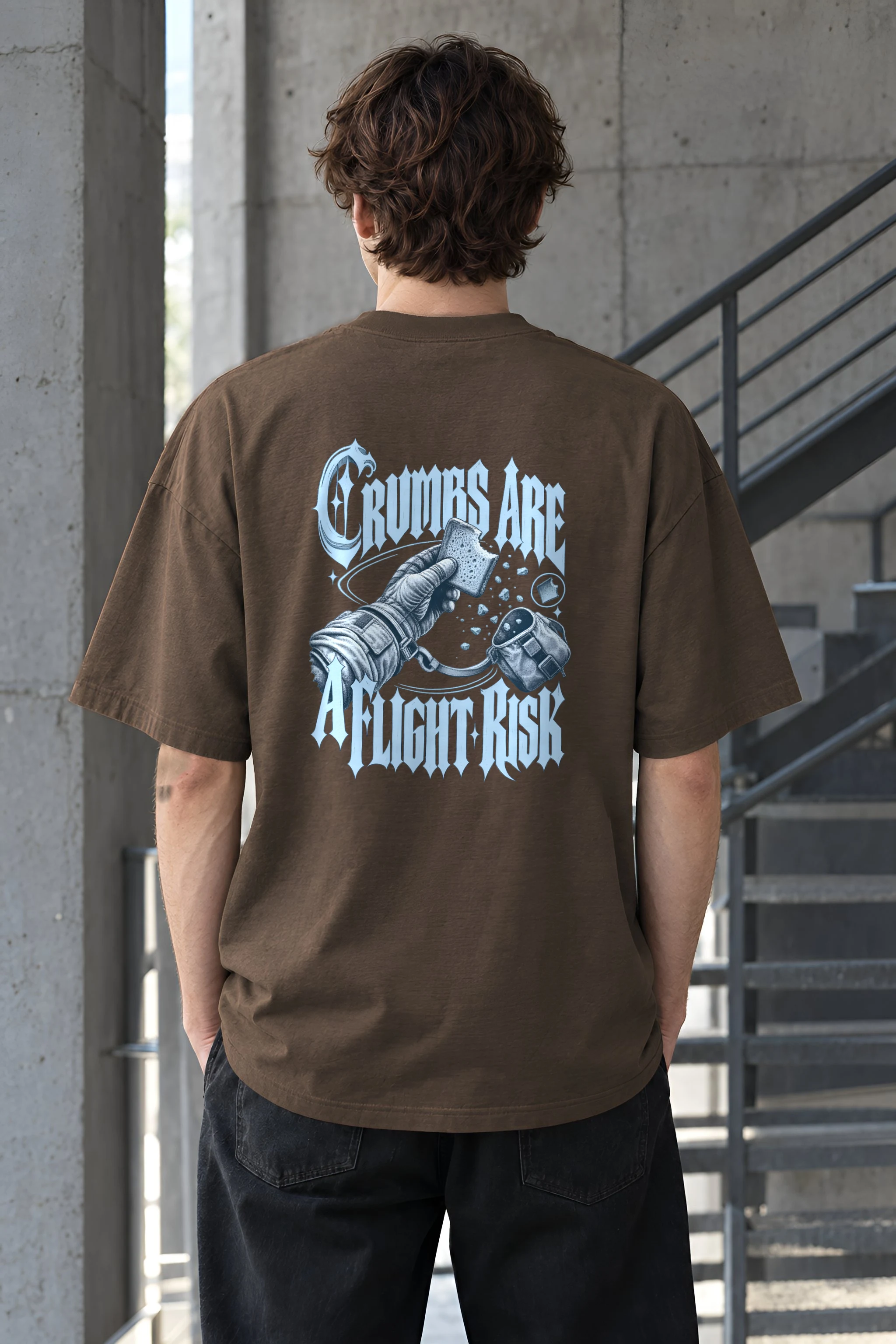 "Crumbs Are A Flight Risk" Men's Oversized Heavyweight Crewneck T-Shirt