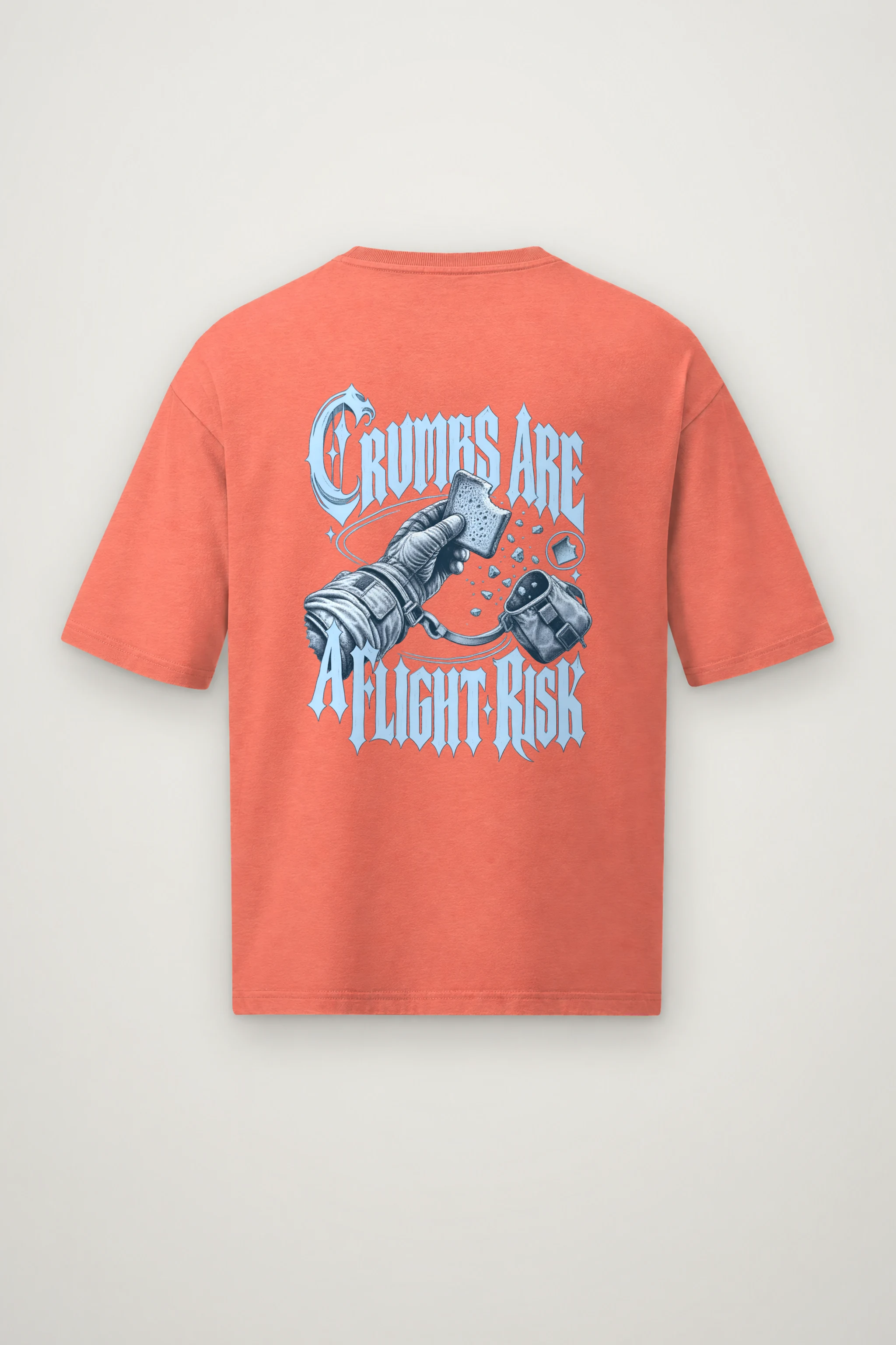 "Crumbs Are A Flight Risk" Men's Oversized Heavyweight Crewneck T-Shirt