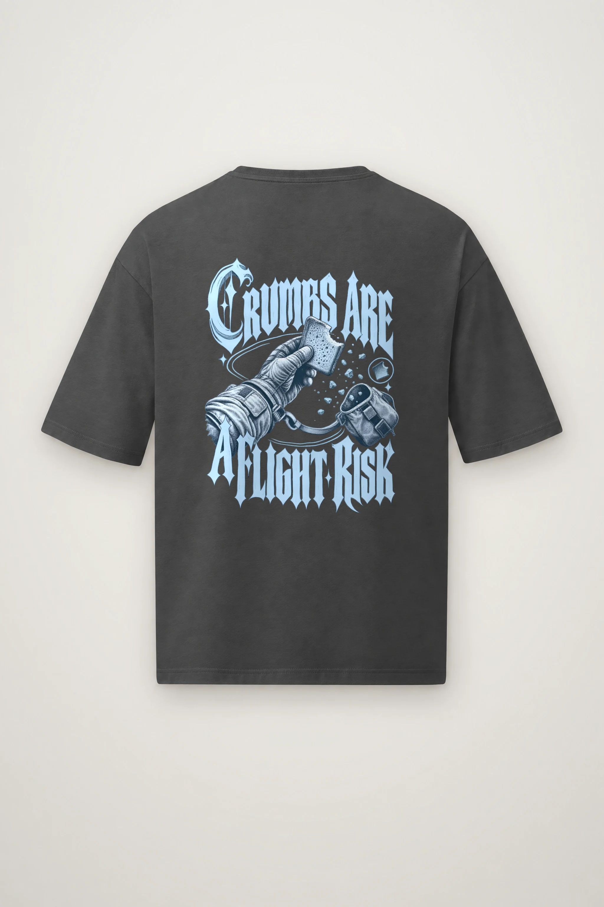 "Crumbs Are A Flight Risk" Men's Oversized Heavyweight Crewneck T-Shirt
