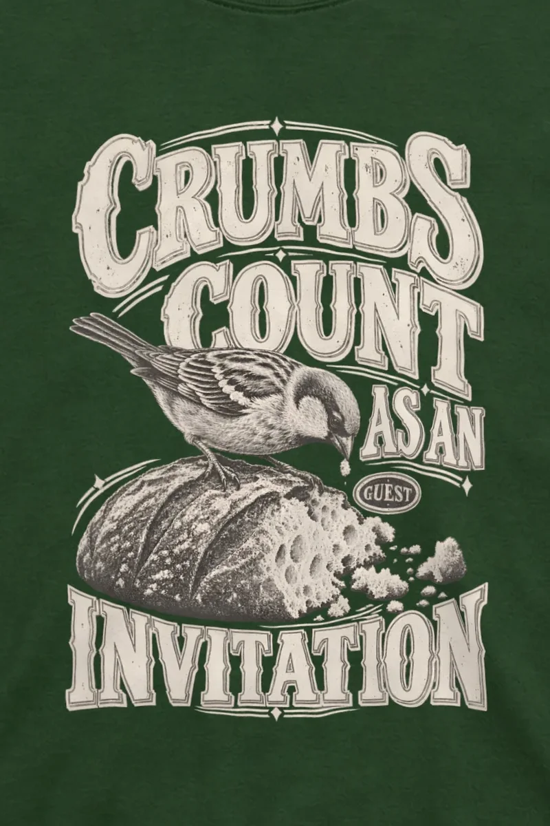 "CRUMBS COUNT AS AN GUEST INVITATION" Unisex Longsleeve T-shirt - the graphic up close