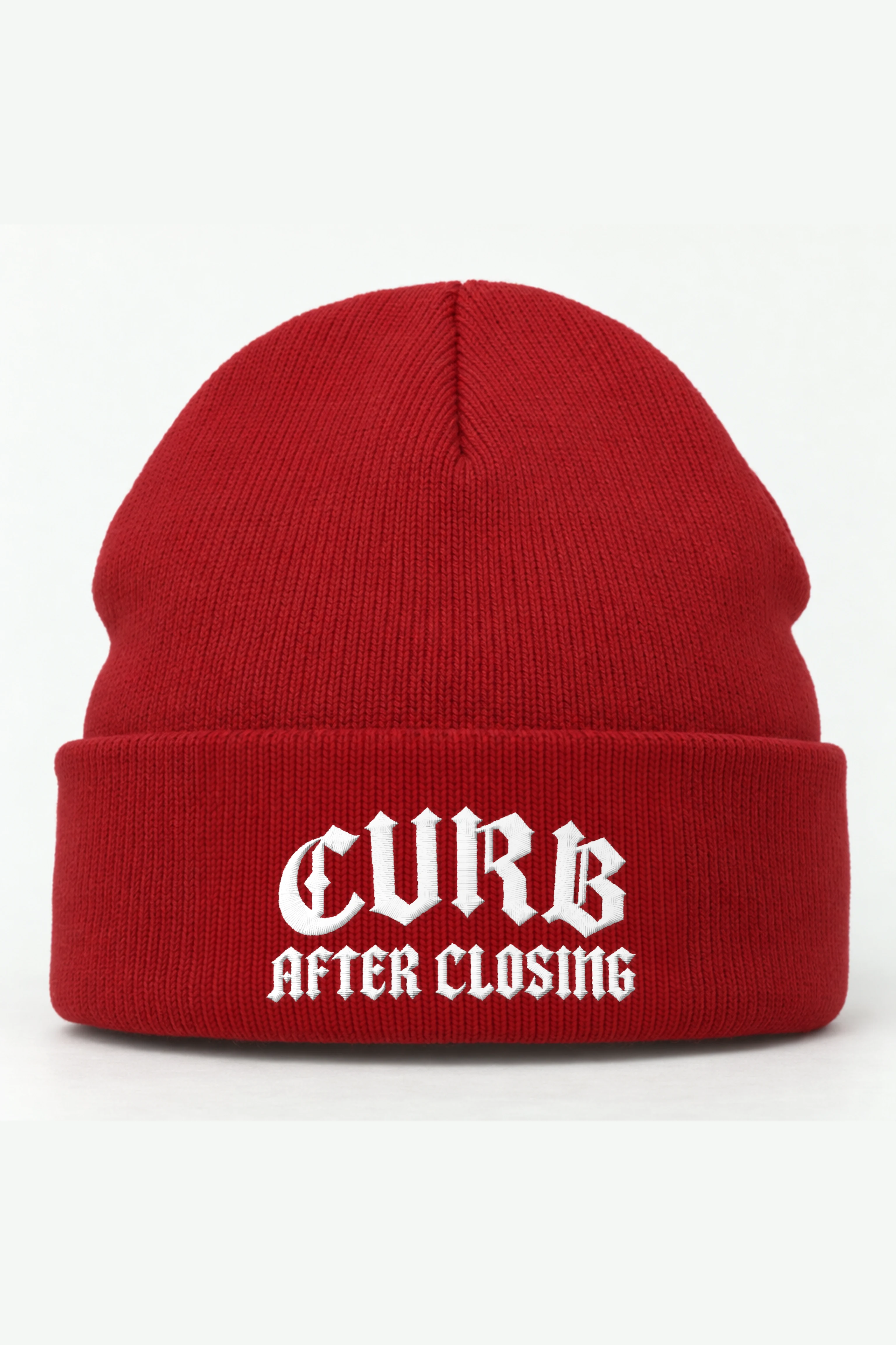 "Curb After Closing" Cuffed Beanie · Embroidered