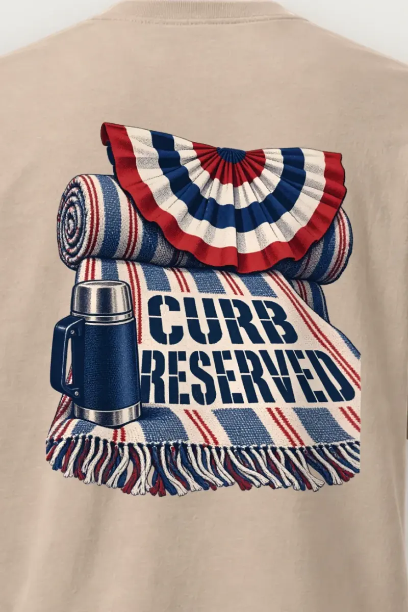 "Curb Reserved" Heavyweight Unisex Crewneck T-shirt - the graphic up close