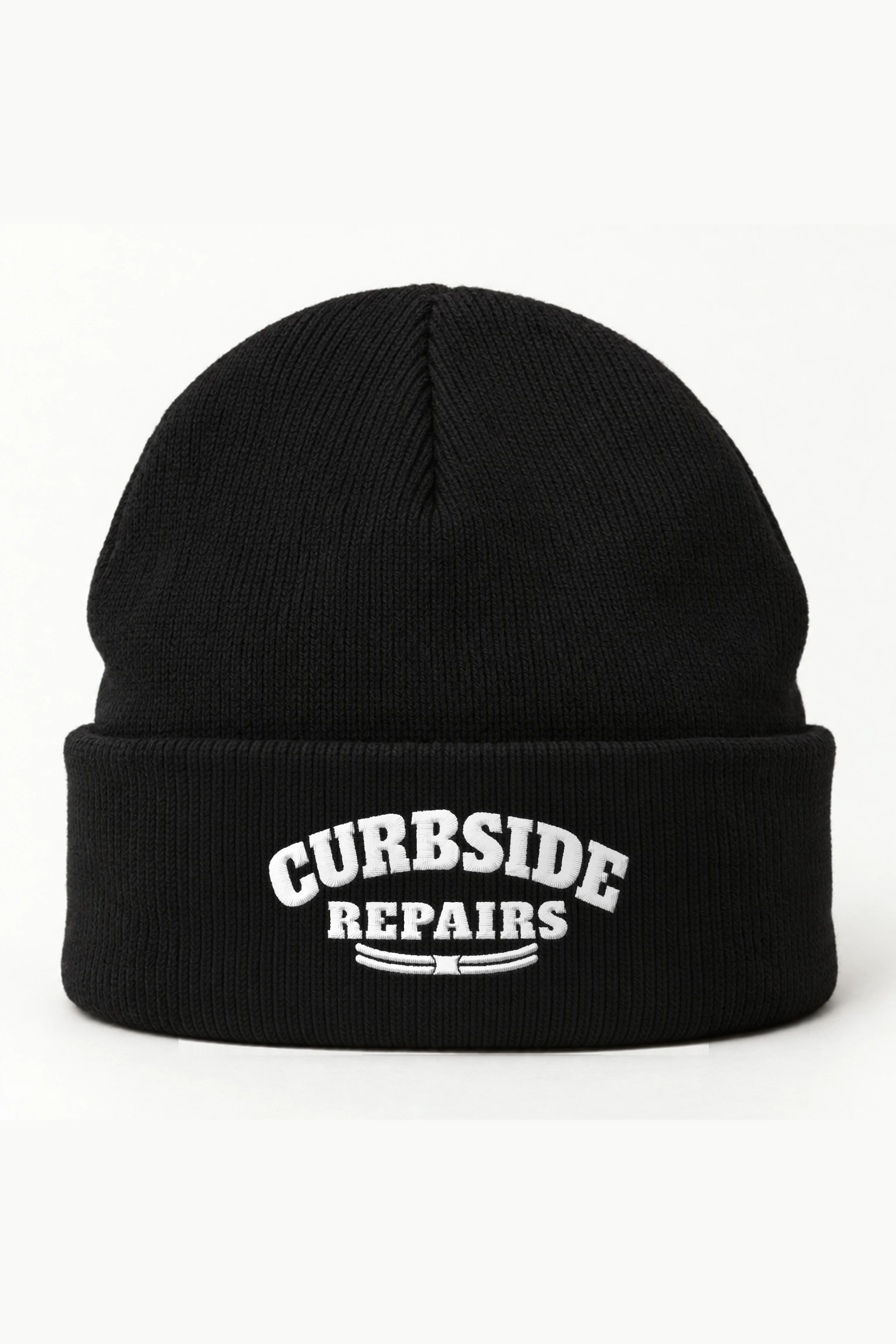 "Curbside Repairs" Cuffed Beanie · Embroidered