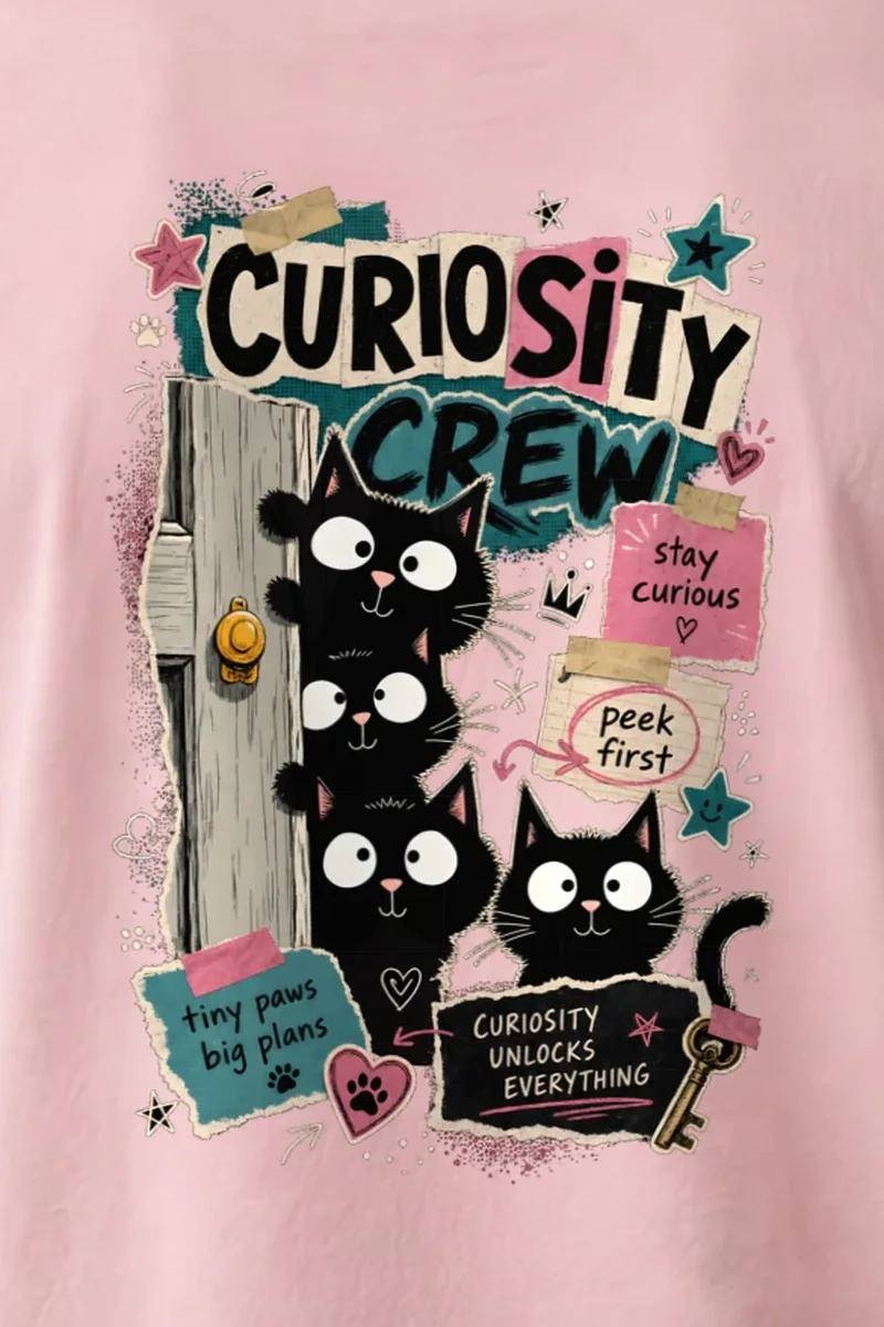 "Curiosity Unlocks Everything" Heavyweight Unisex Crewneck T-shirt - the graphic up close