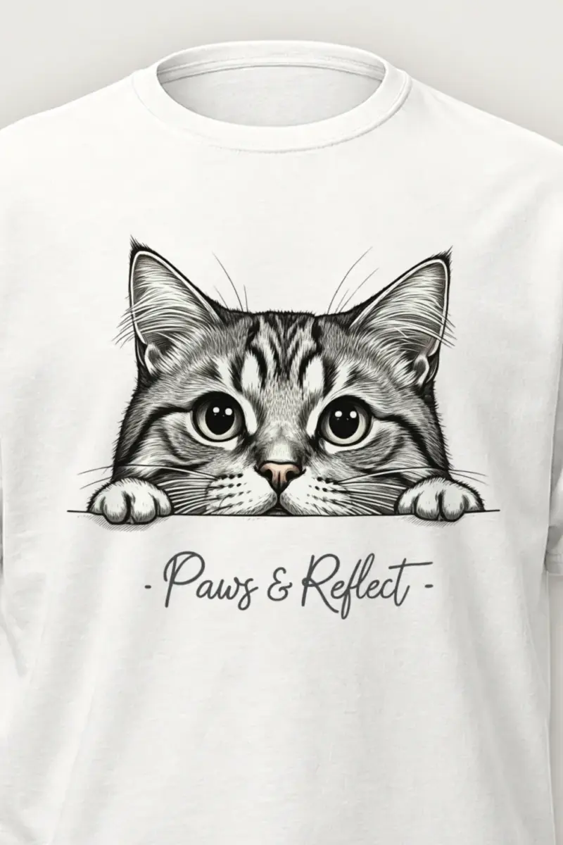 "Curious Tabby Peek" Heavyweight Unisex Crewneck T-shirt