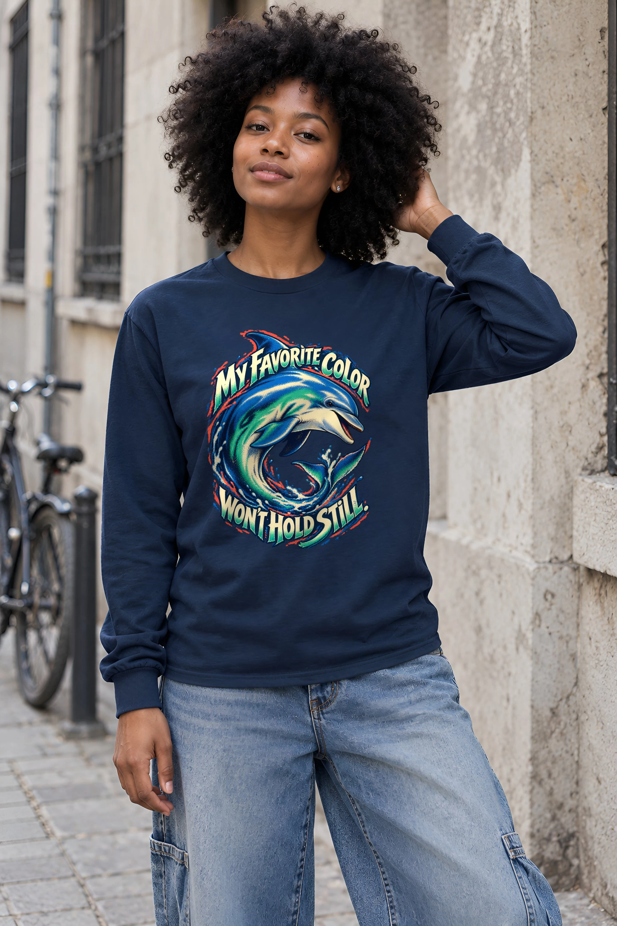 "Curled Dolphin" Unisex Longsleeve T-shirt