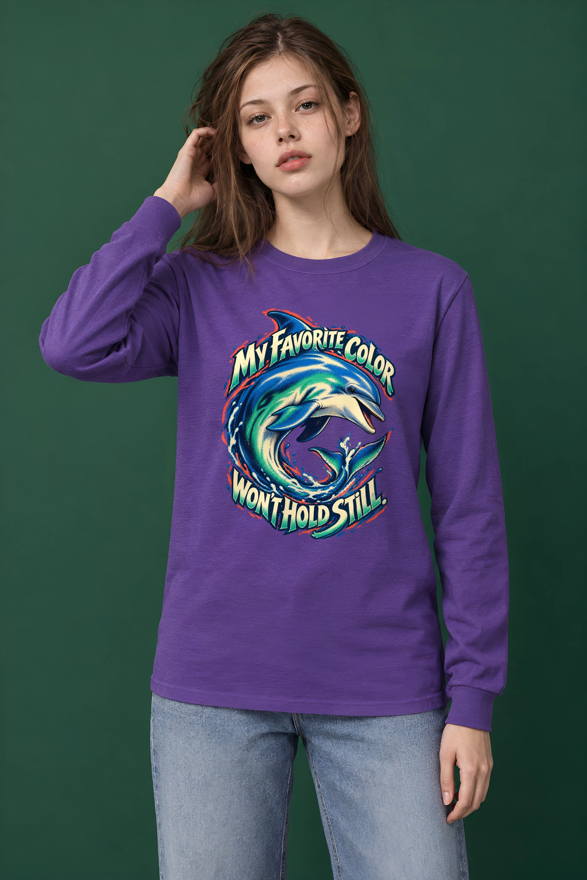"Curled Dolphin" Unisex Longsleeve T-shirt