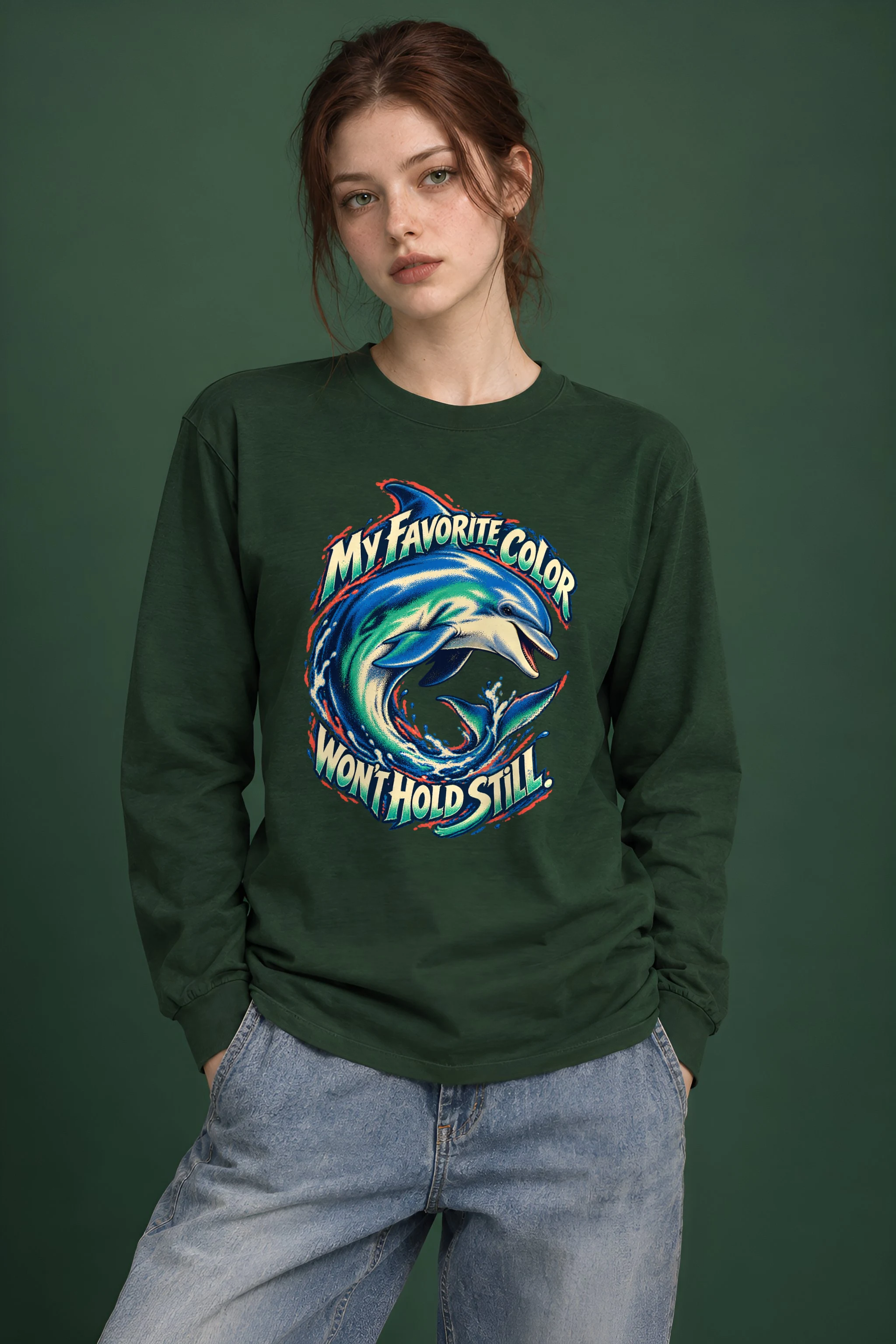 "Curled Dolphin" Unisex Longsleeve T-shirt