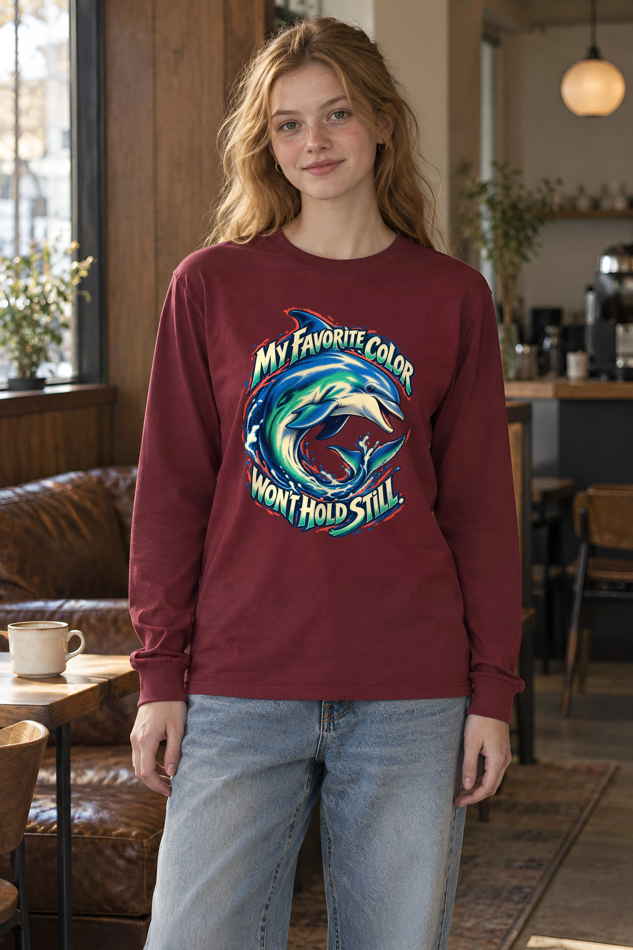 "Curled Dolphin" Unisex Longsleeve T-shirt