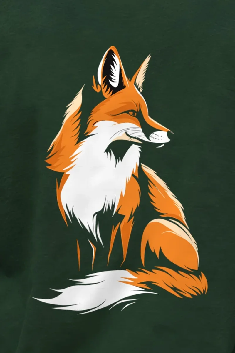 "Curled Fox" Unisex Longsleeve T-shirt - the graphic up close