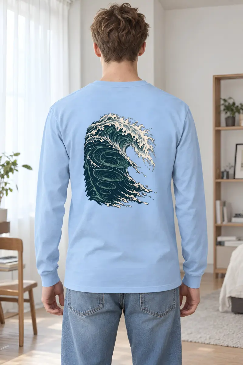“Curling Wave With Whirlpools” Unisex Longsleeve T-shirt
