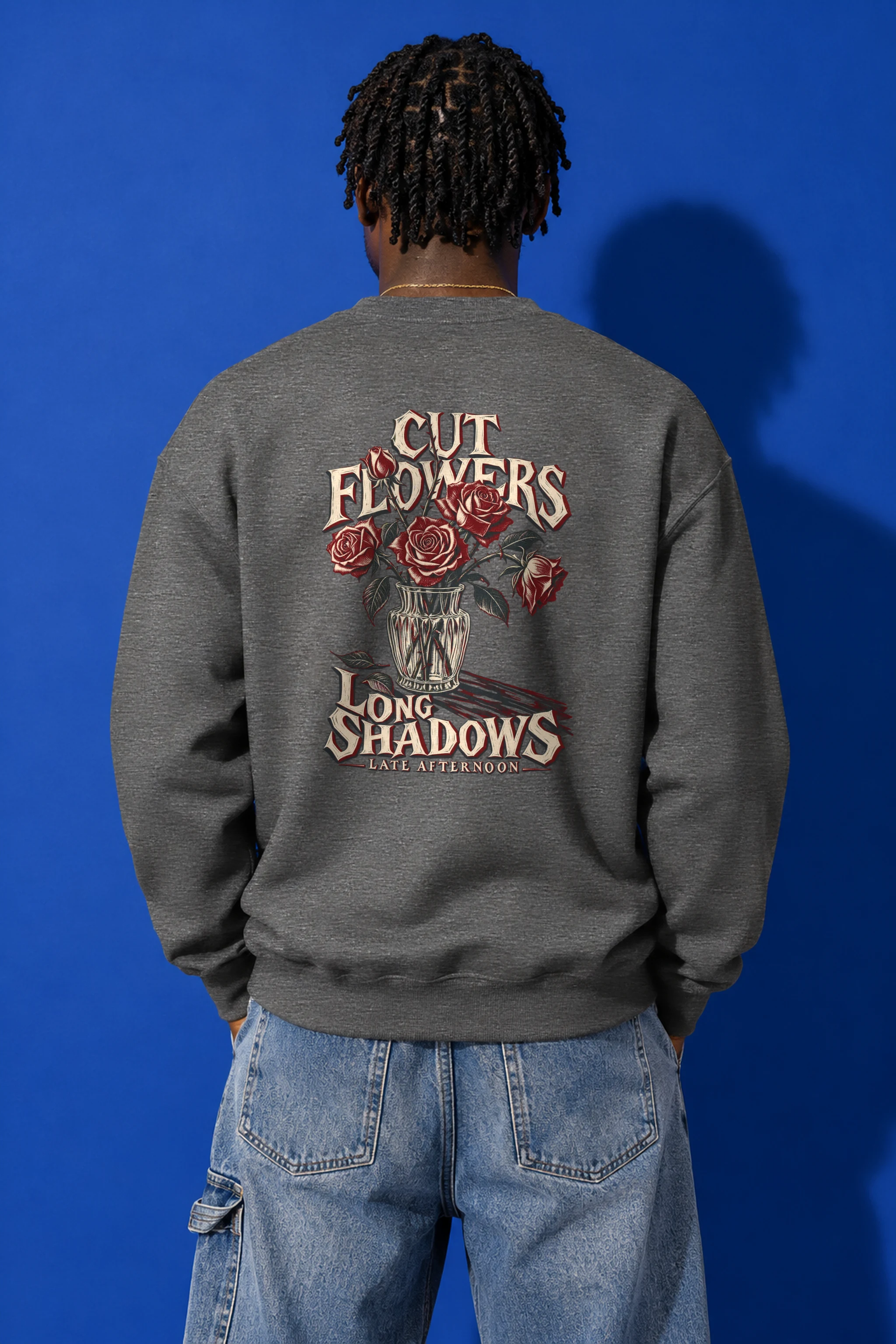 "Cut Flowers Long Shadows" Heavy Blend Unisex Crewneck Sweatshirt