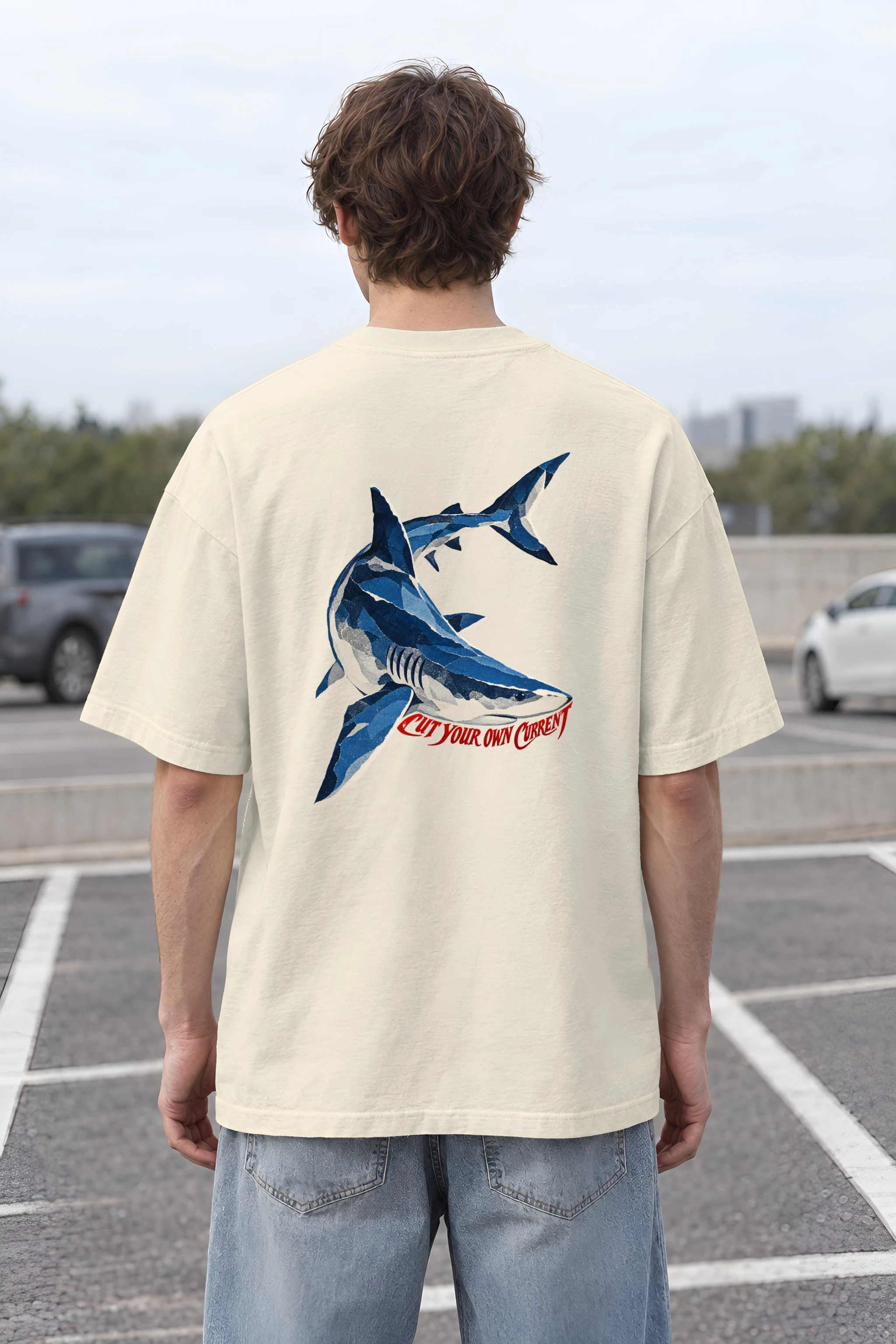"Cut Your Own Current" Men's Oversized Heavyweight Crewneck T-Shirt