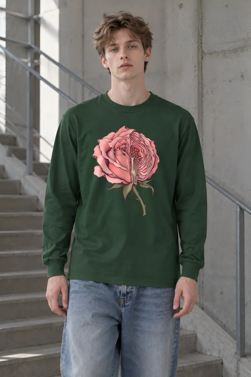 "Cutaway Rose Botanical Study" Unisex Longsleeve T-shirt