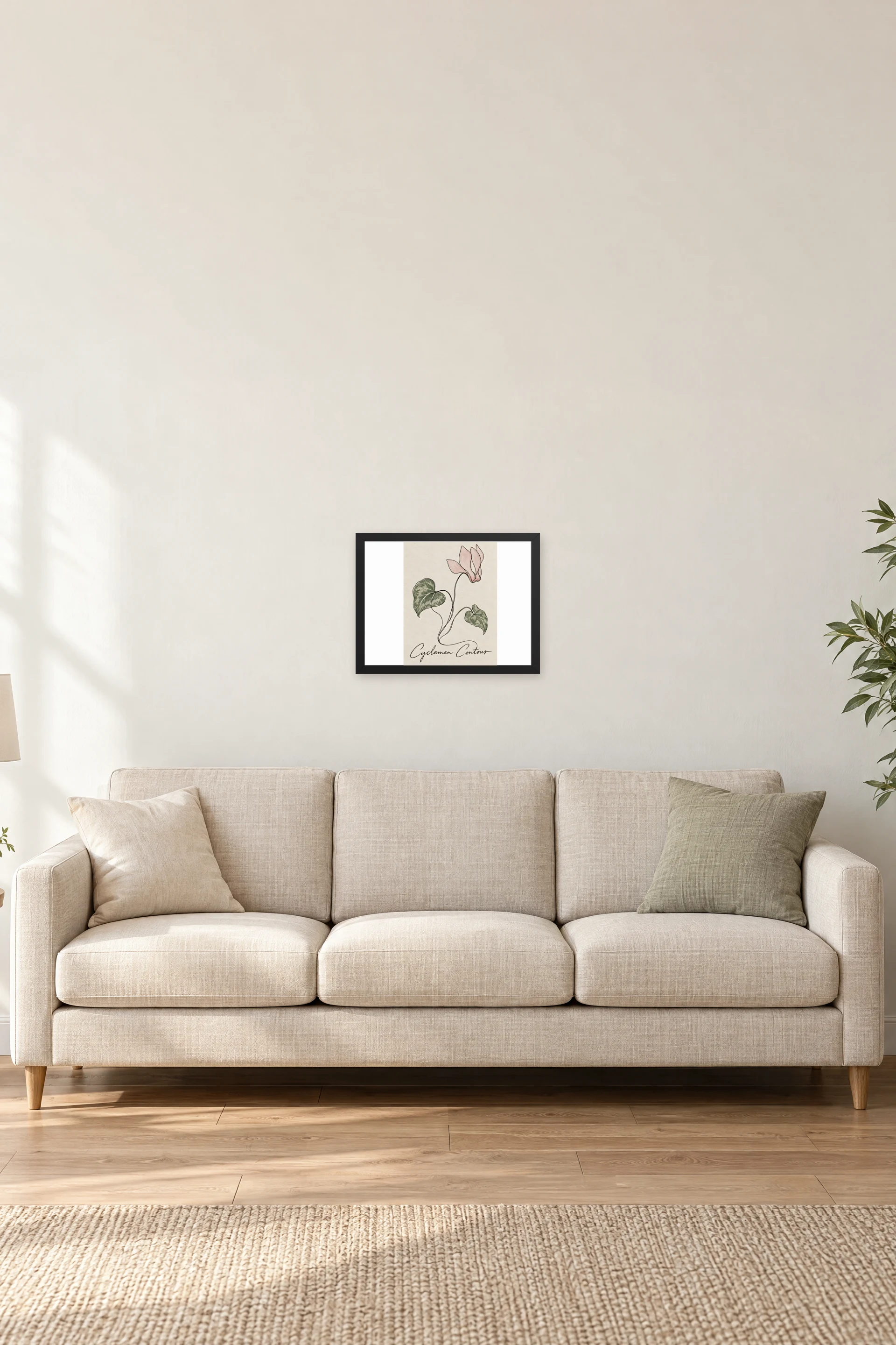 "Cyclamen Contour" Premium Wooden Framed Poster · Landscape — Black frame, 16 × 12 in