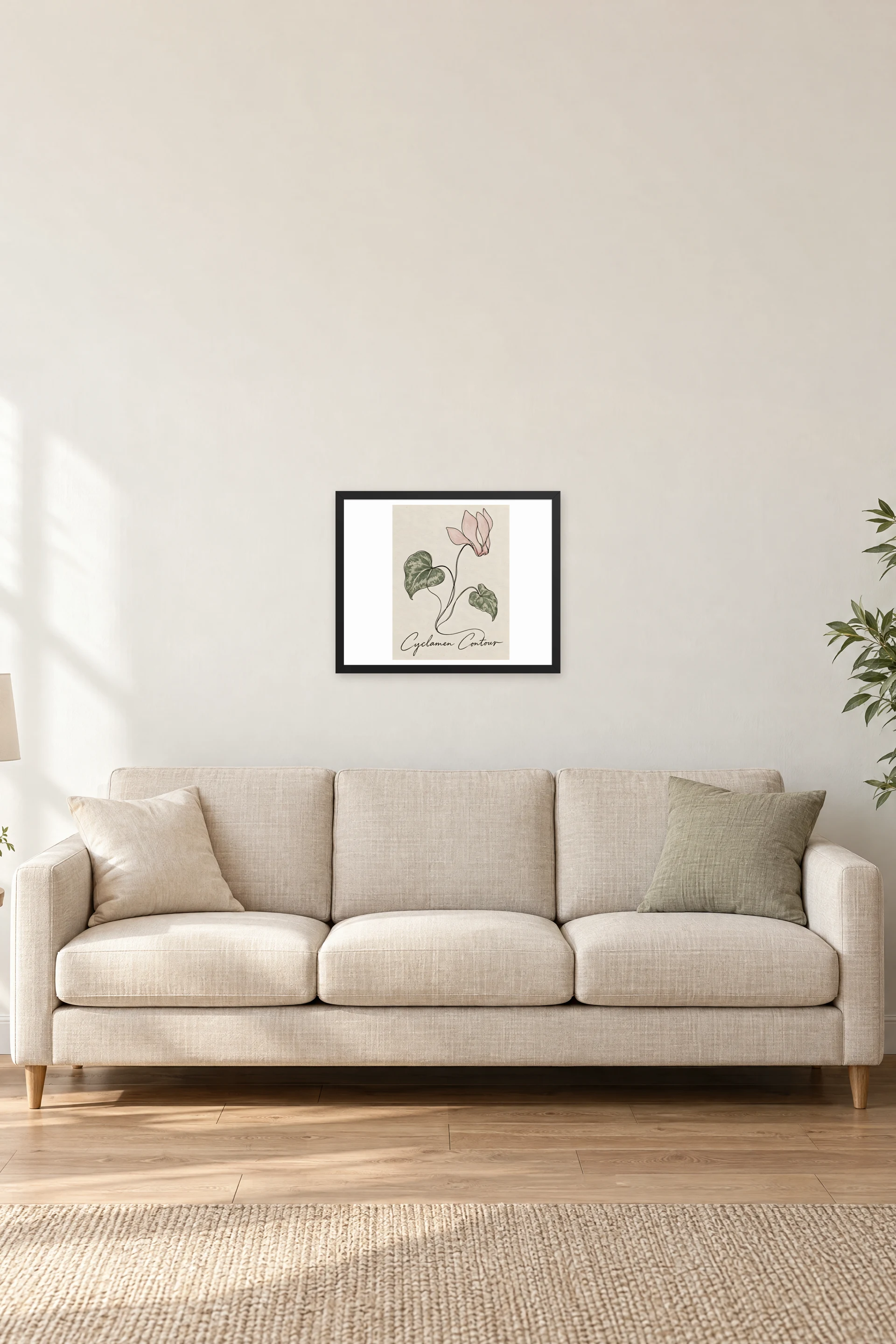 "Cyclamen Contour" Premium Wooden Framed Poster · Landscape — Black frame, 20 × 16 in